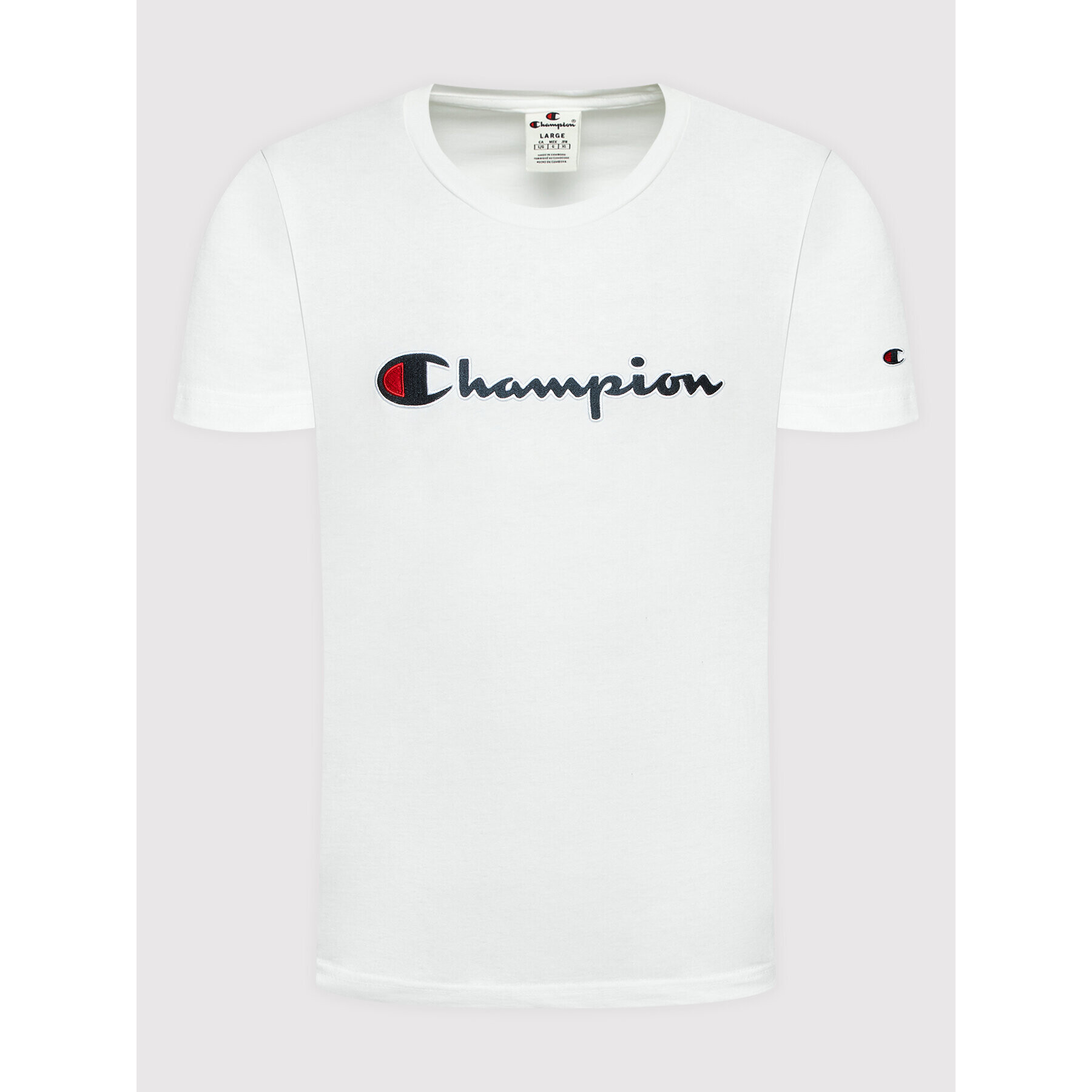 Champion Тишърт Embroidered 217814 Бял Regular Fit - Pepit.bg