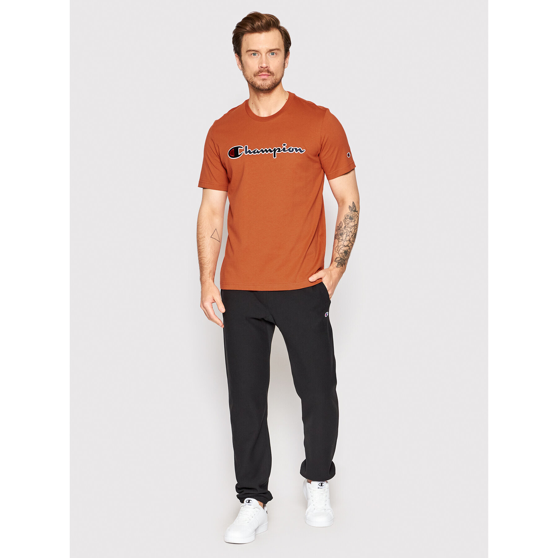 Champion Тишърт Embroidered 217814 Оранжев Comfort Fit - Pepit.bg