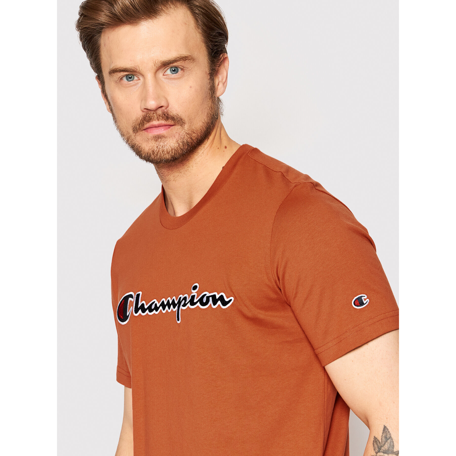 Champion Тишърт Embroidered 217814 Оранжев Comfort Fit - Pepit.bg