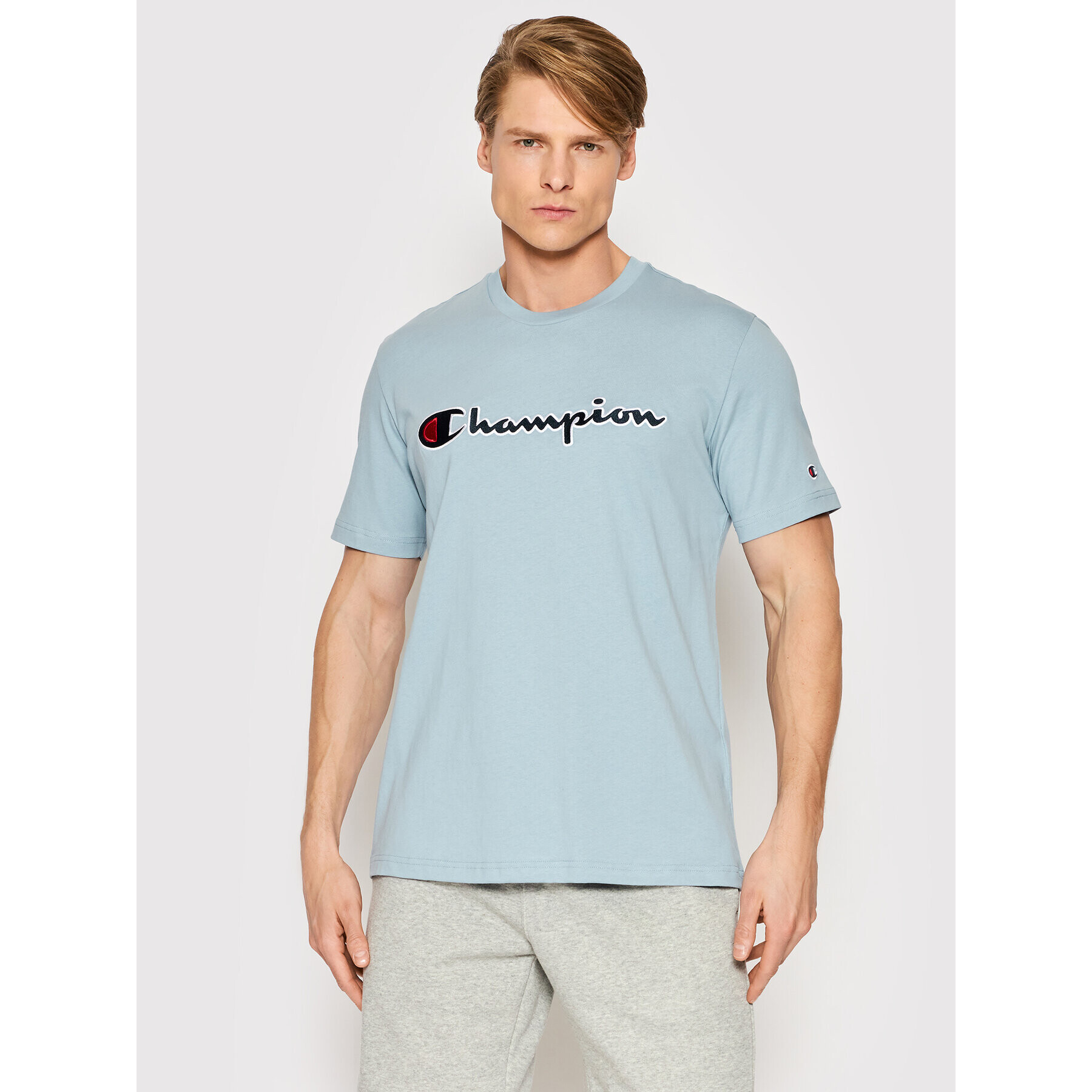 Champion Тишърт Embroidered 217814 Син Regular Fit - Pepit.bg
