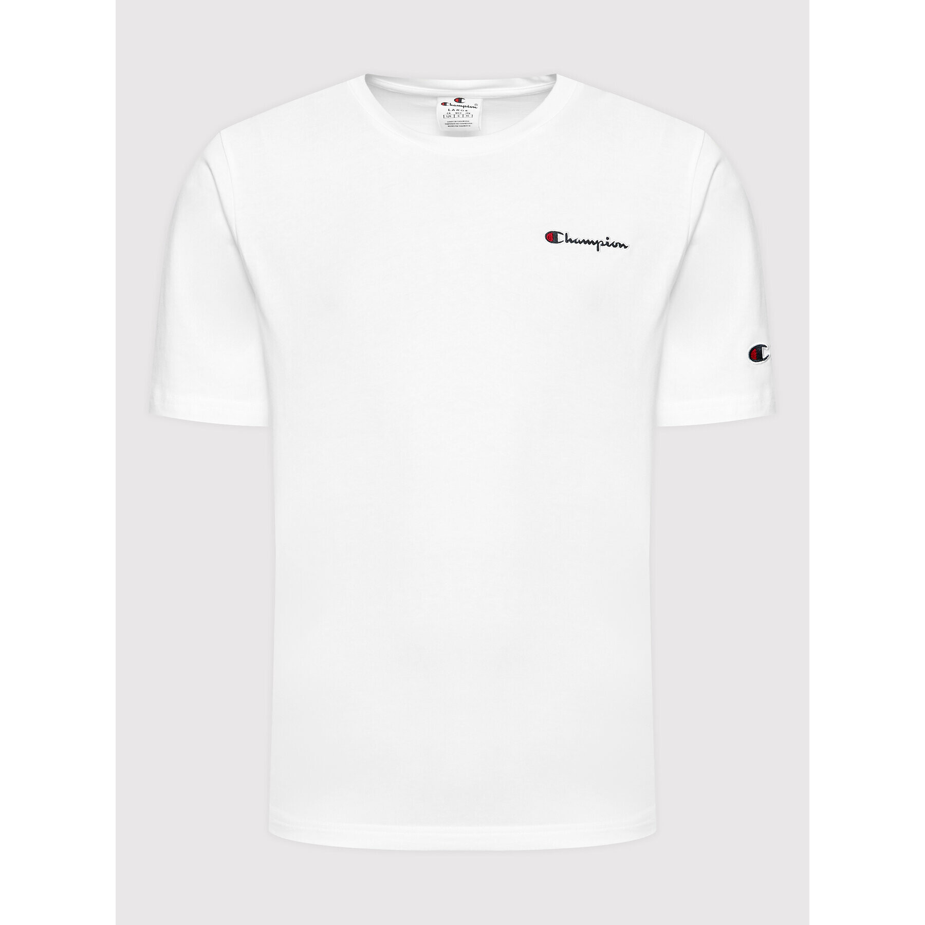 Champion Тишърт Embroidered Script Logo 217813 Бял Regular Fit - Pepit.bg