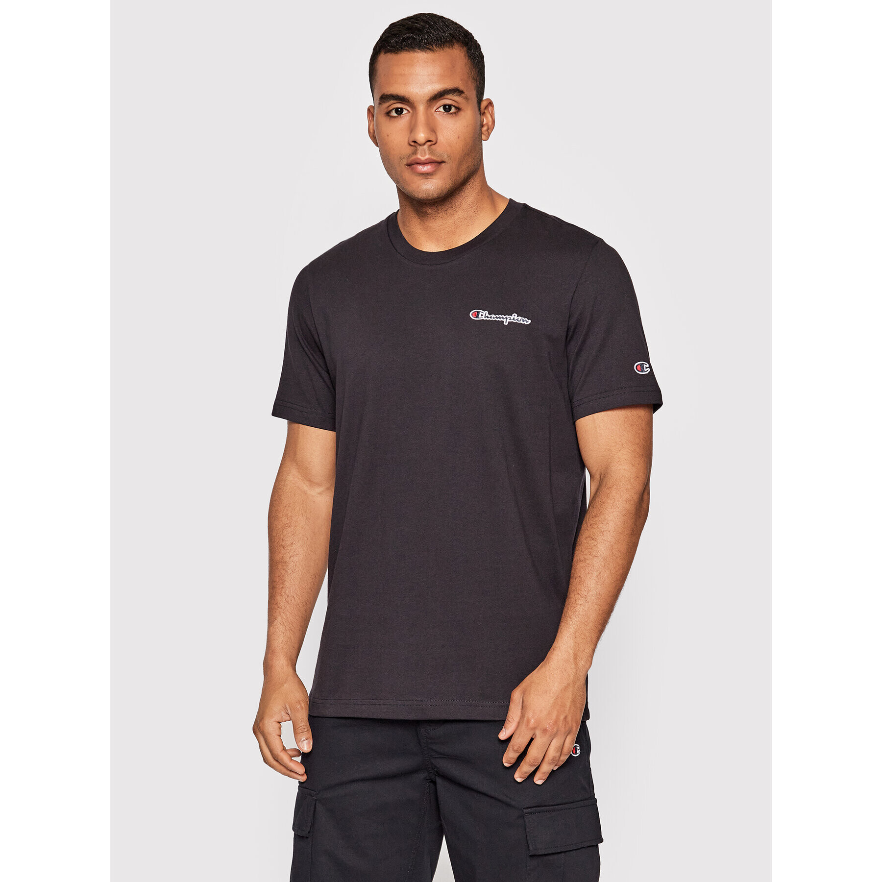 Champion Тишърт Embroidered Script Logo 217813 Черен Comfort Fit - Pepit.bg