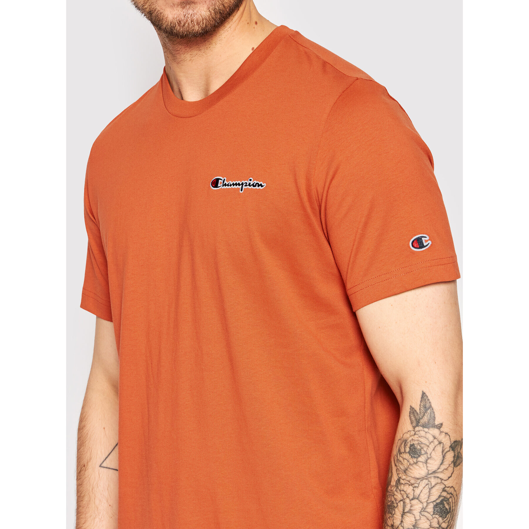 Champion Тишърт Embroidered Script Logo 217813 Оранжев Comfort Fit - Pepit.bg