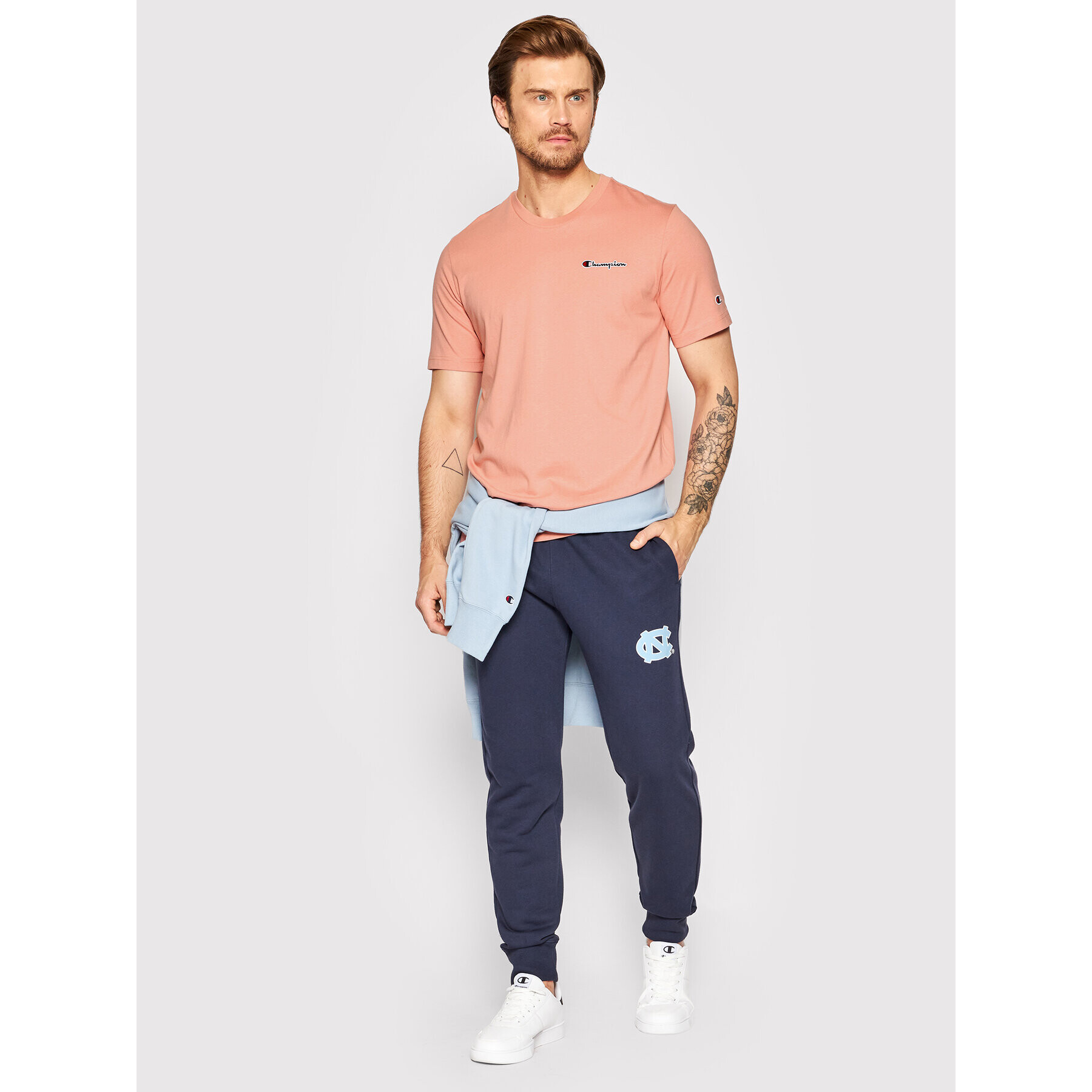 Champion Тишърт Embroidered Script Logo 217813 Розов Comfort Fit - Pepit.bg
