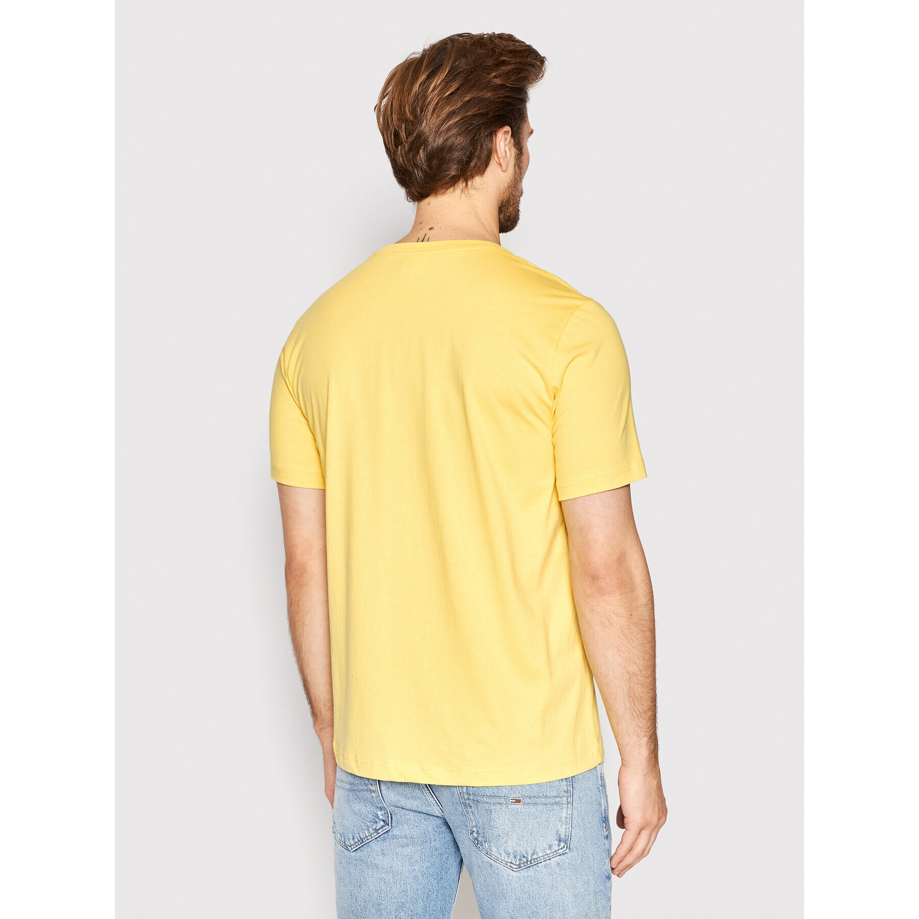 Champion Тишърт Embroidered Script Logo 217813 Жълт Regular Fit - Pepit.bg
