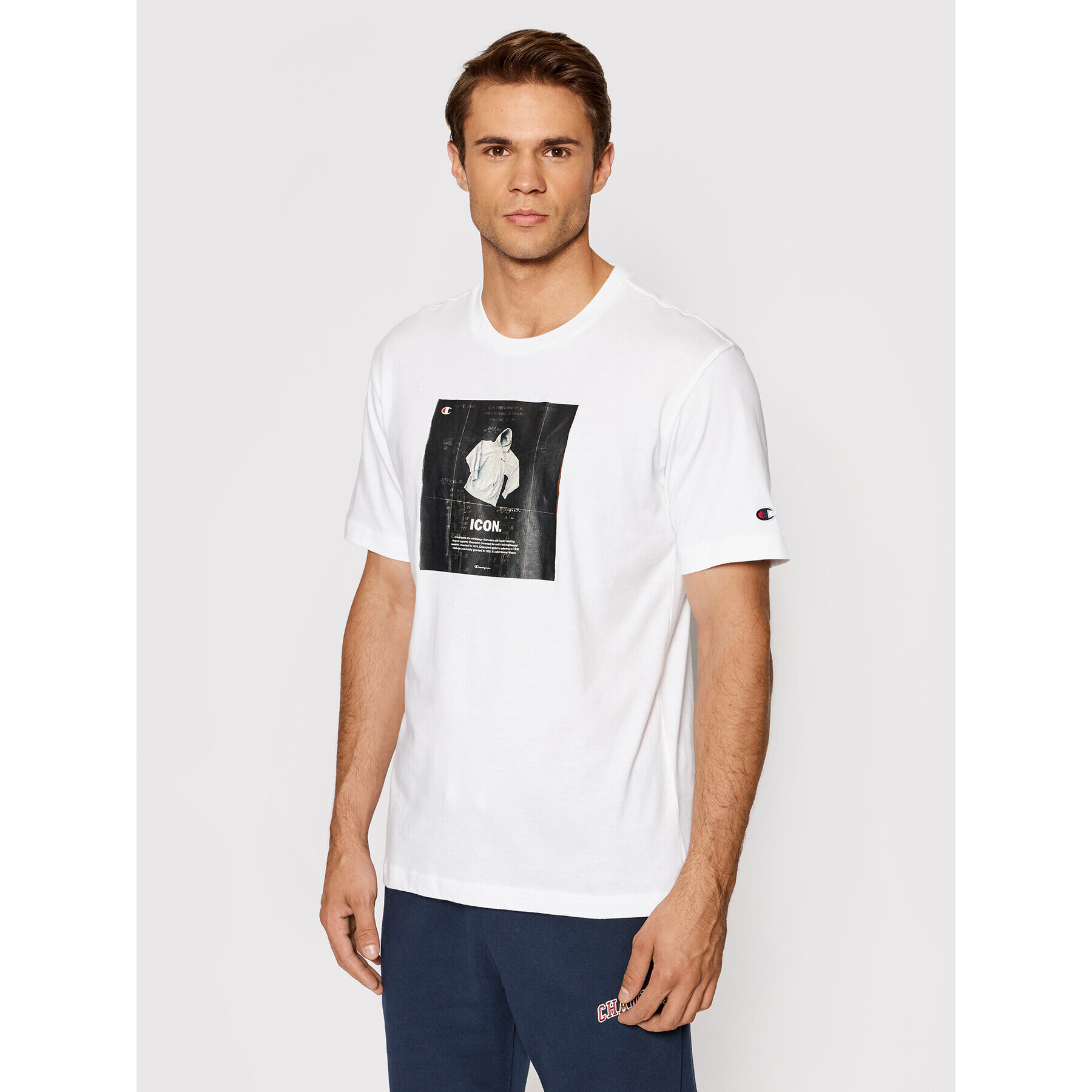 Champion Тишърт Icon Graphic Print 216960 Бял Comfort Fit - Pepit.bg