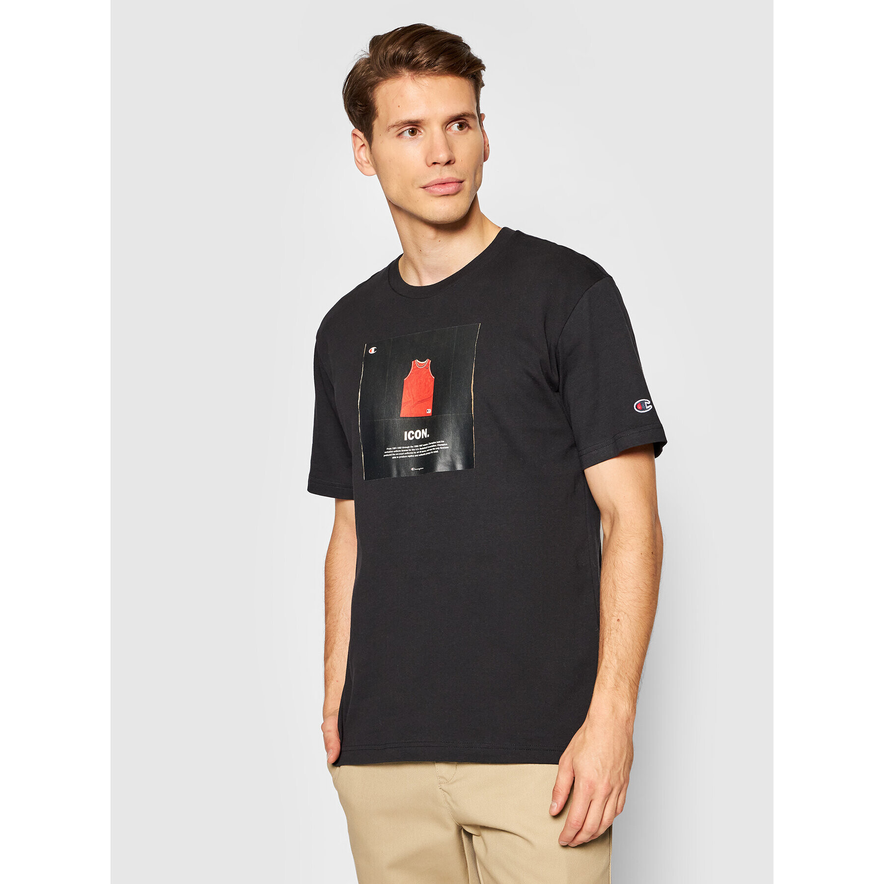 Champion Тишърт Icon Graphic Print 216960 Черен Regular Fit - Pepit.bg