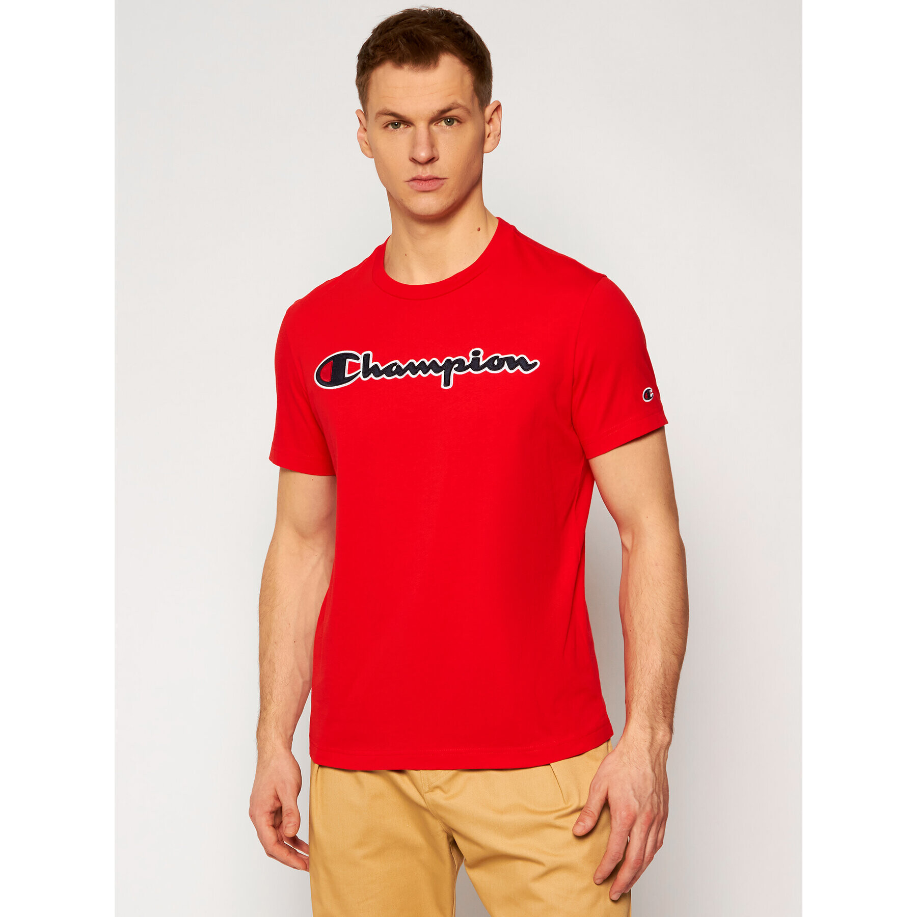 Champion Тишърт Logo 214194 Червен Comfort Fit - Pepit.bg
