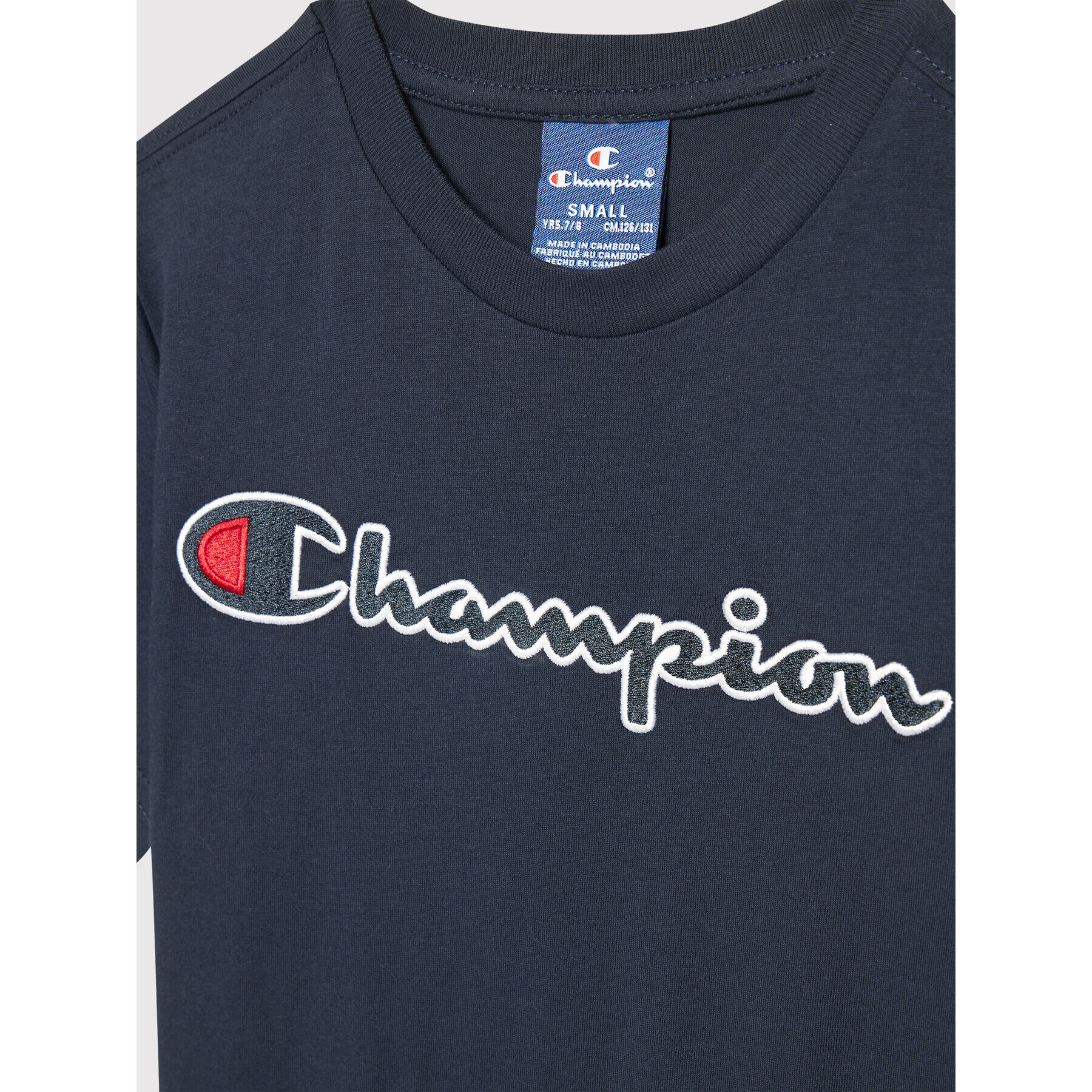 Champion Тишърт Logo 305770 Тъмносин Regular Fit - Pepit.bg