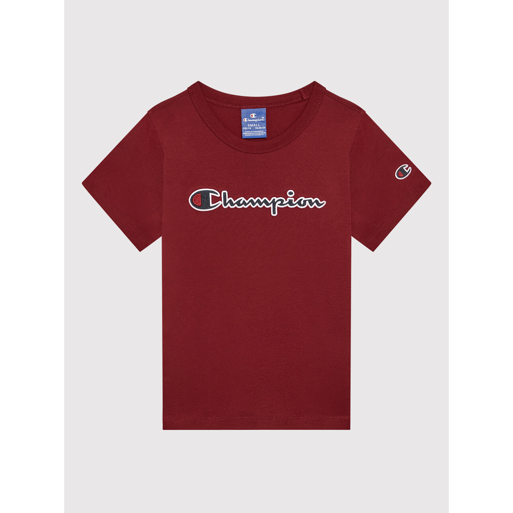 Champion Тишърт Logo Script 404231 Бордо Regular Fit - Pepit.bg