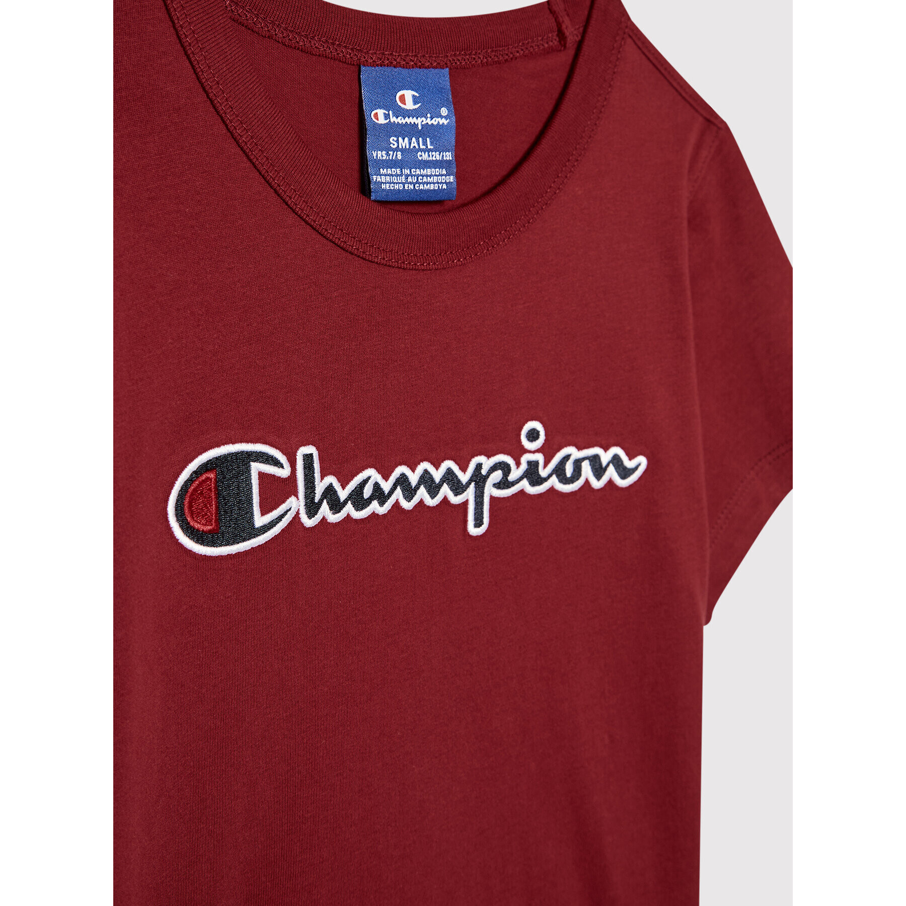 Champion Тишърт Logo Script 404231 Бордо Regular Fit - Pepit.bg