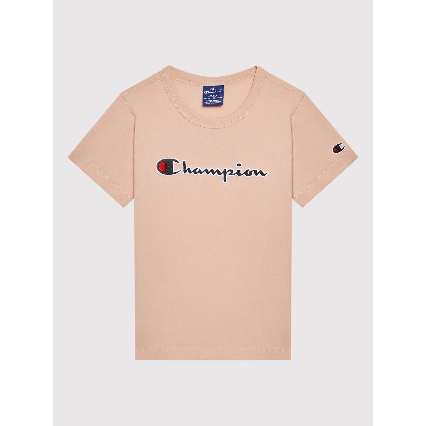 Champion Тишърт Logo Script 404231 Розов Regular Fit - Pepit.bg