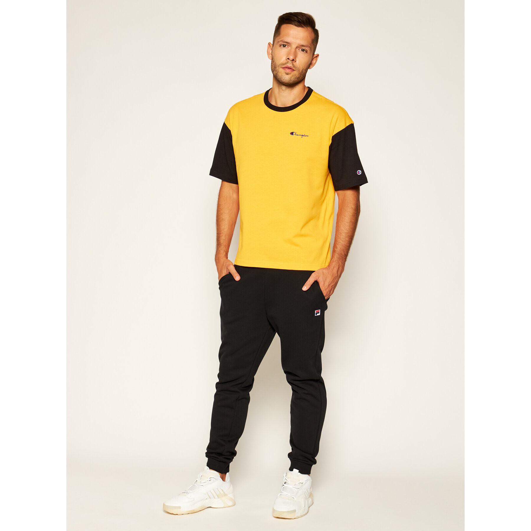 Champion Тишърт Manica Logo 214285 Жълт Regular Fit - Pepit.bg