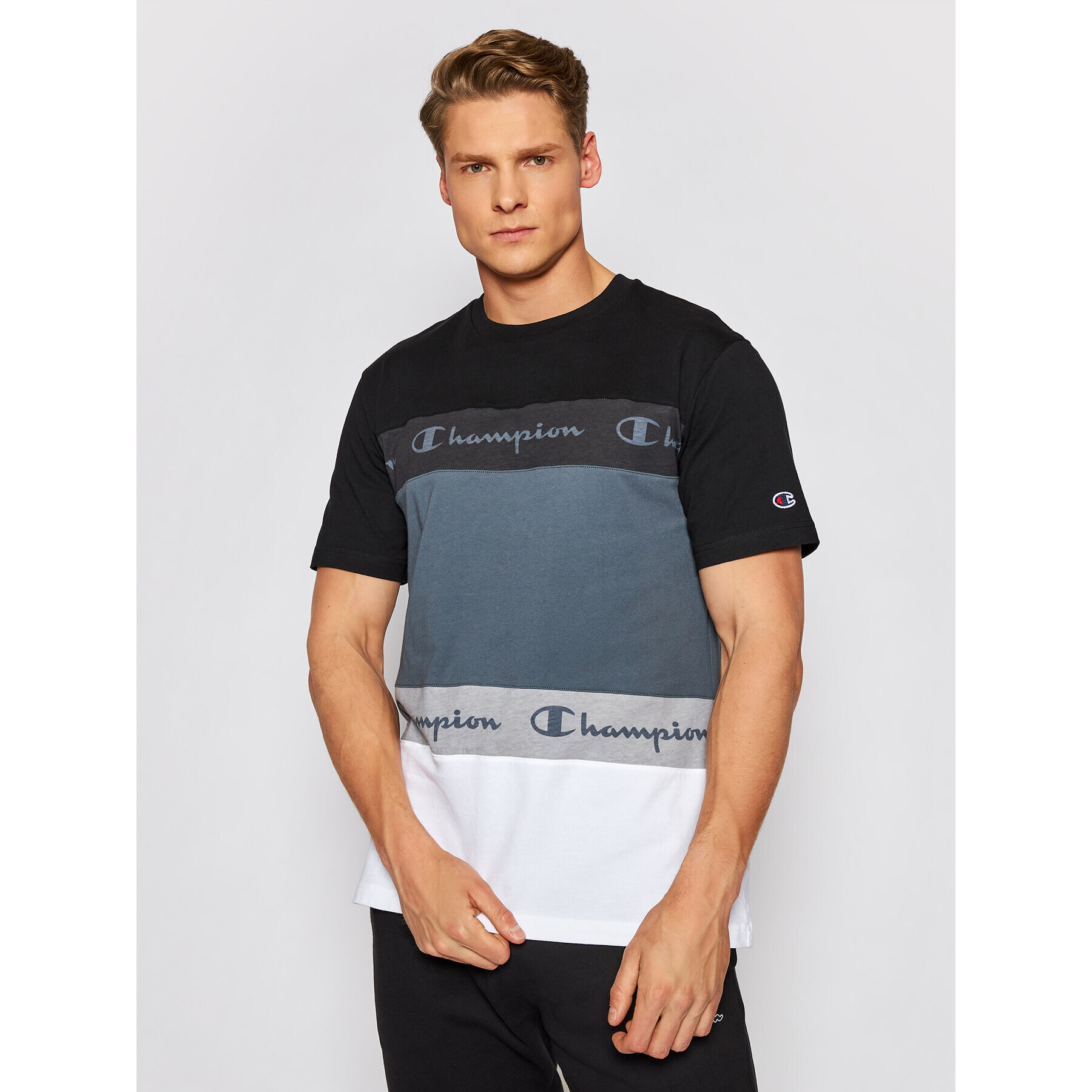 Champion Тишърт Ombré Stripe 215948 Черен Comfort Fit - Pepit.bg