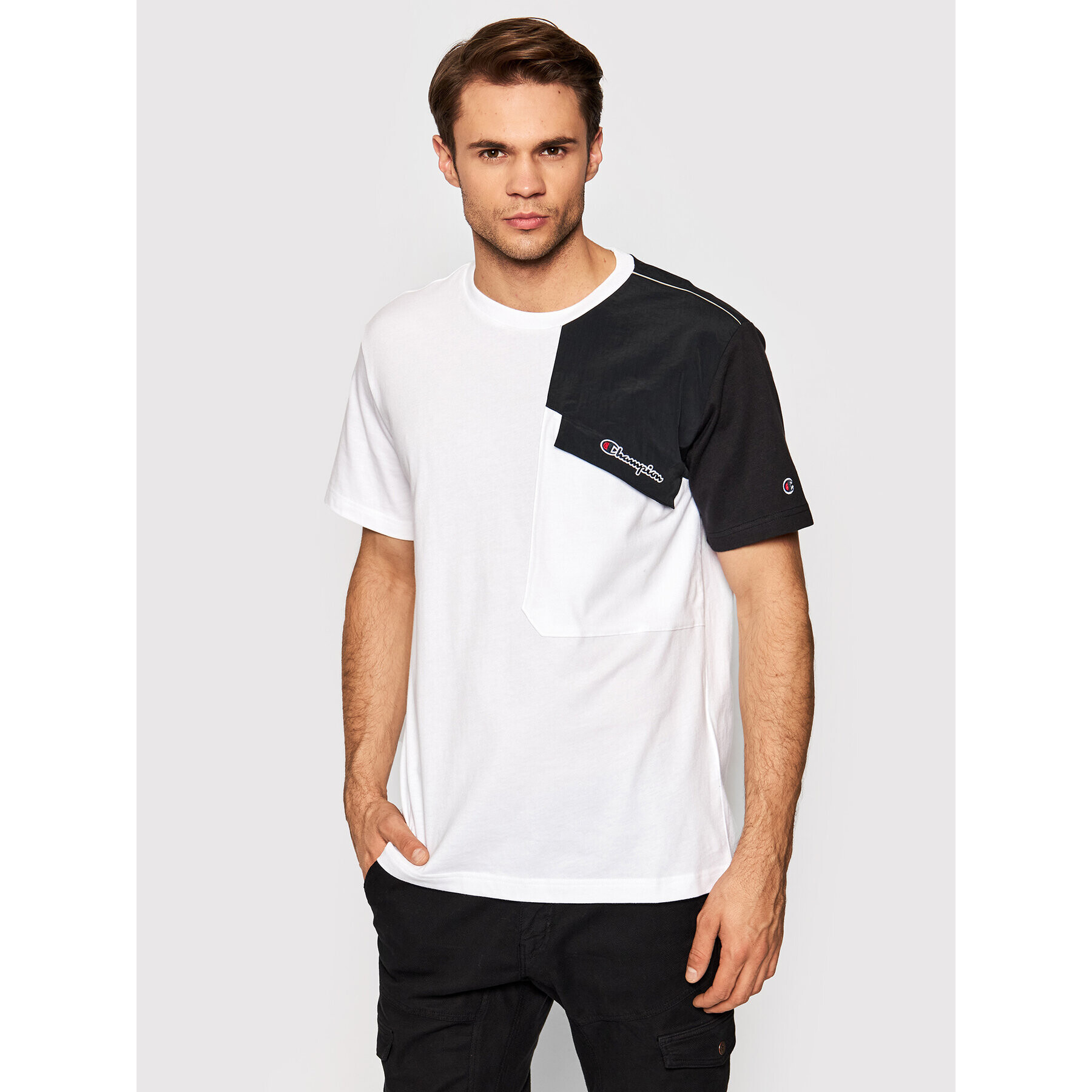 Champion Тишърт Patchwork 216558 Бял Regular Fit - Pepit.bg