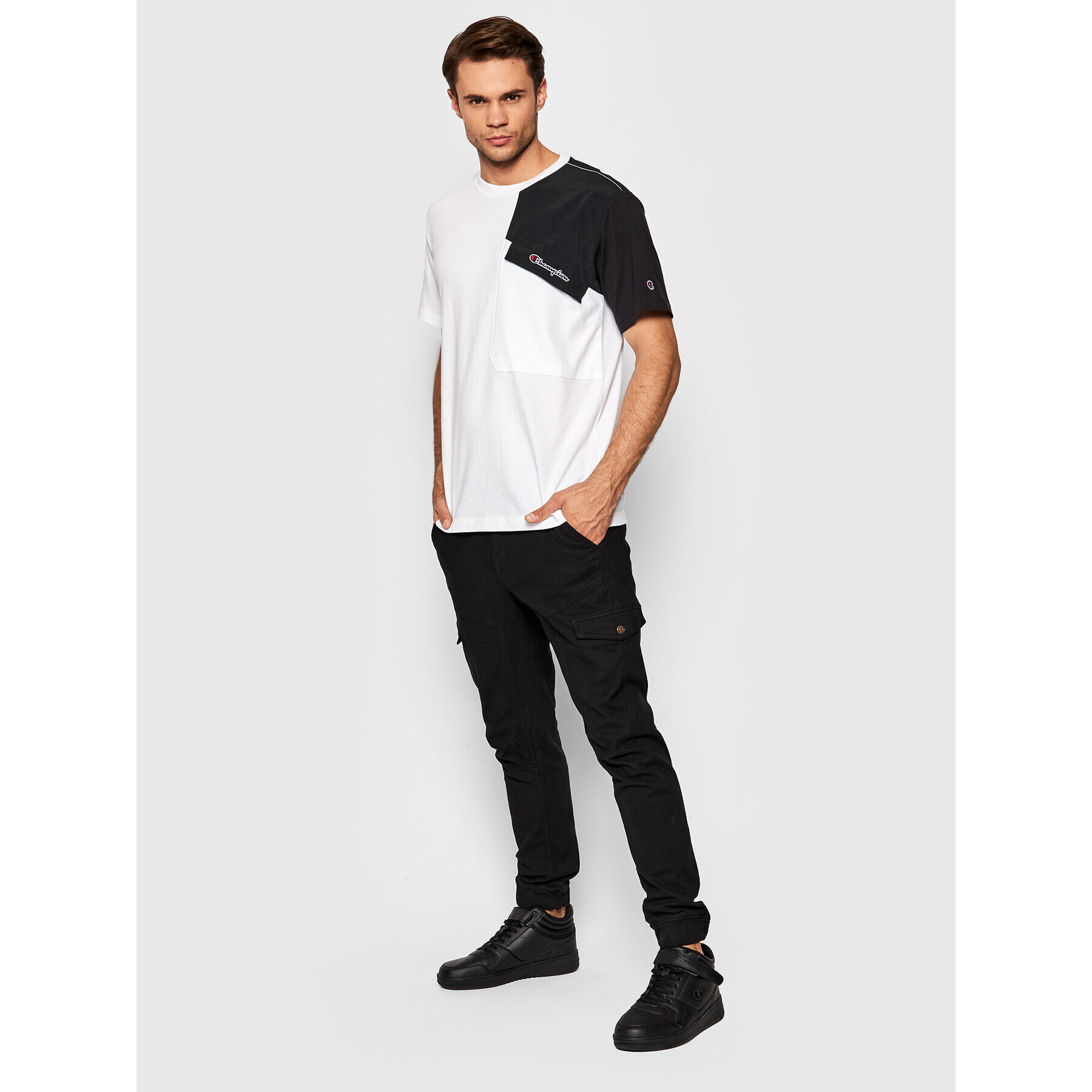 Champion Тишърт Patchwork 216558 Бял Regular Fit - Pepit.bg