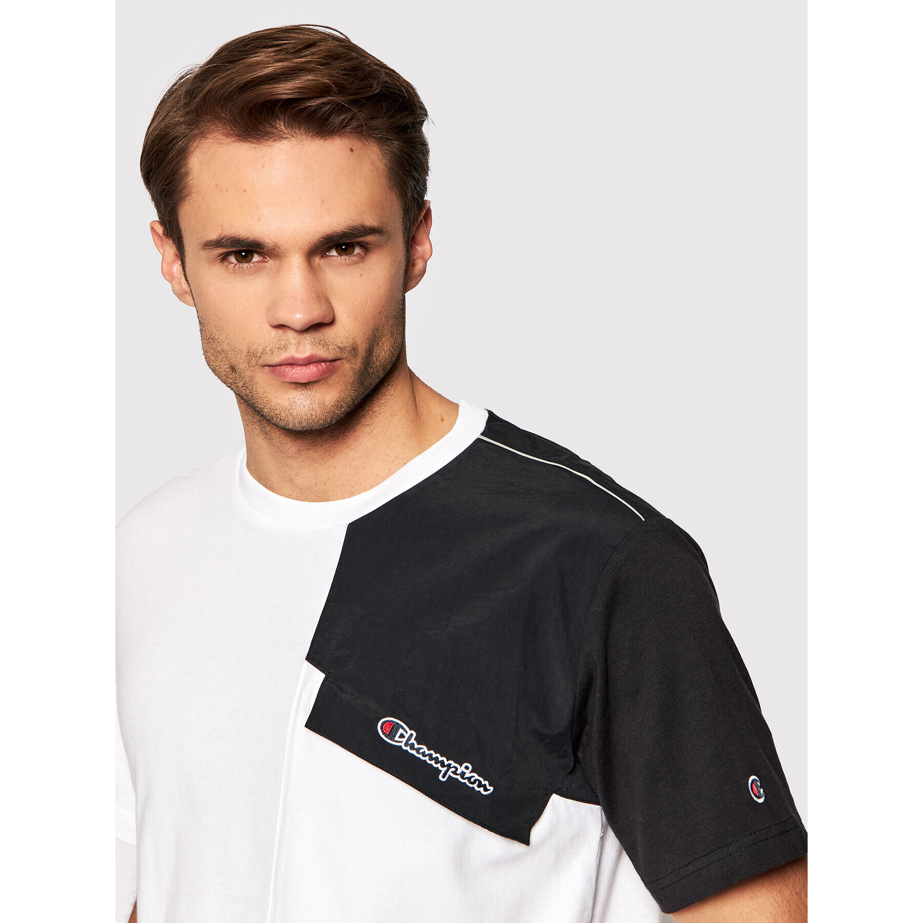 Champion Тишърт Patchwork 216558 Бял Regular Fit - Pepit.bg