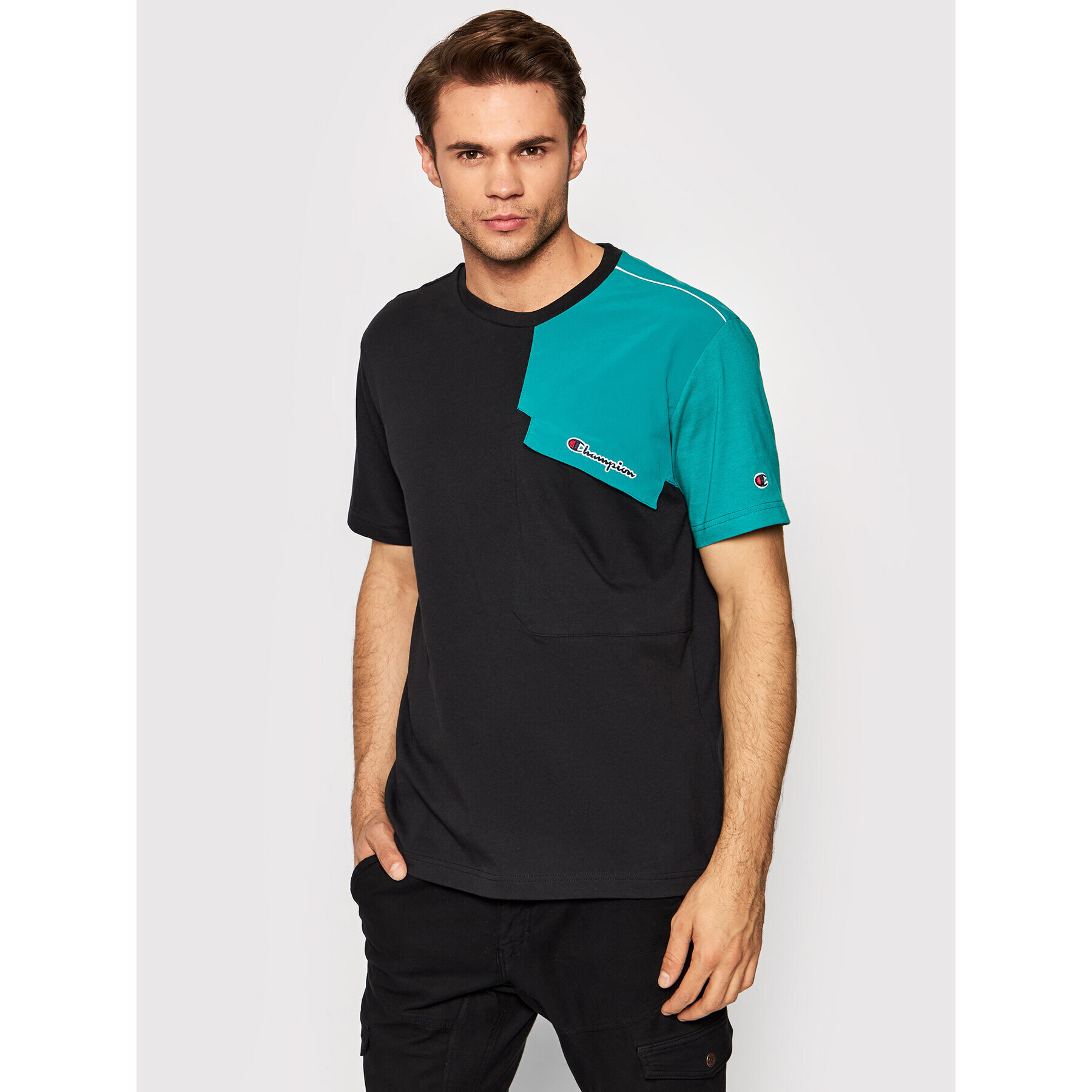 Champion Тишърт Patchwork 216558 Черен Comfort Fit - Pepit.bg