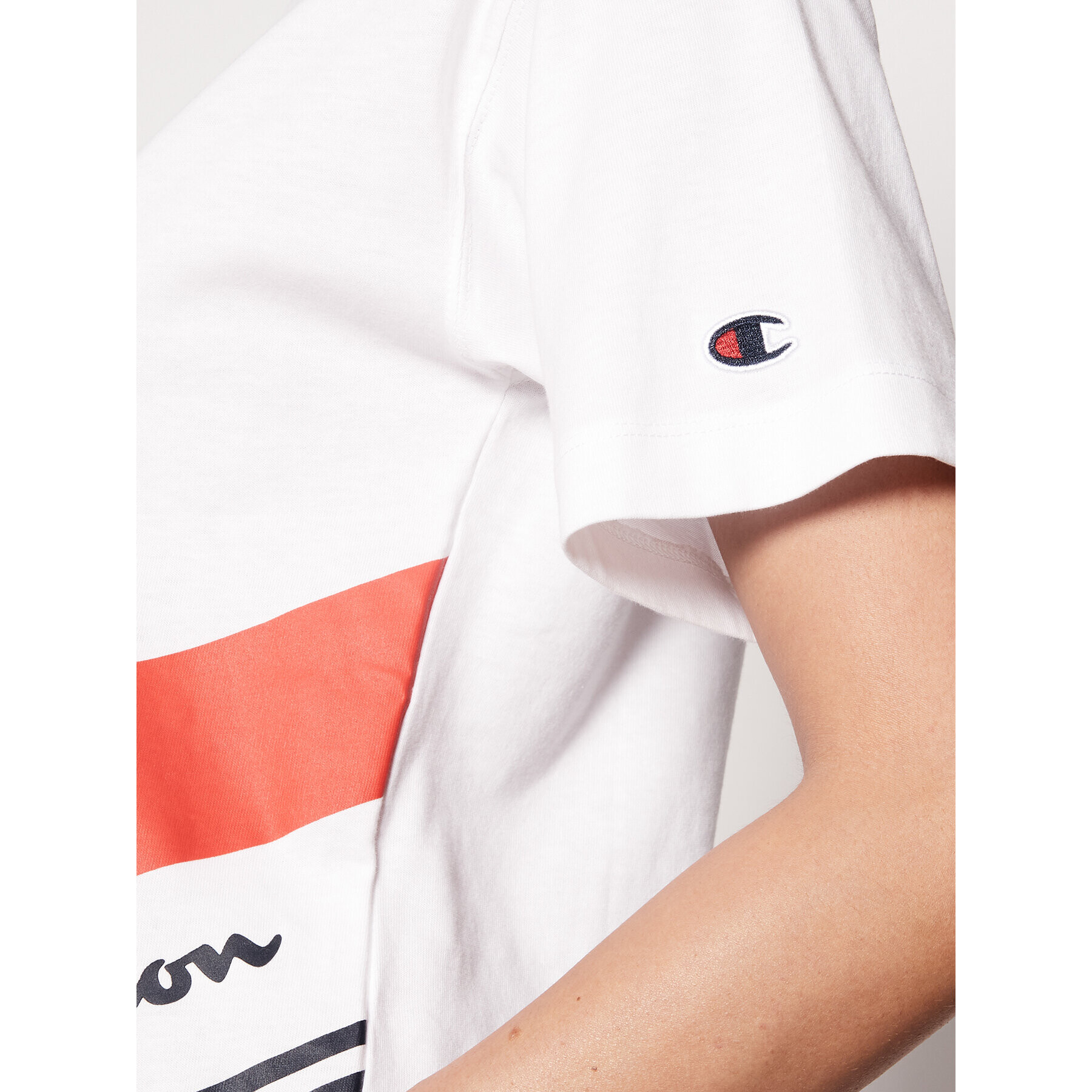 Champion Тишърт Print 112765 Бял Regular Fit - Pepit.bg