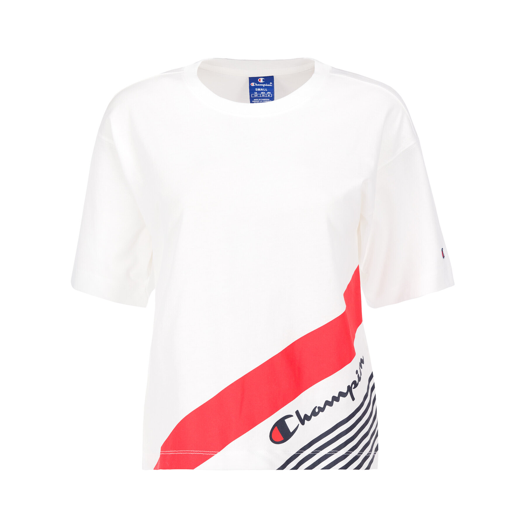 Champion Тишърт Print 112765 Бял Regular Fit - Pepit.bg