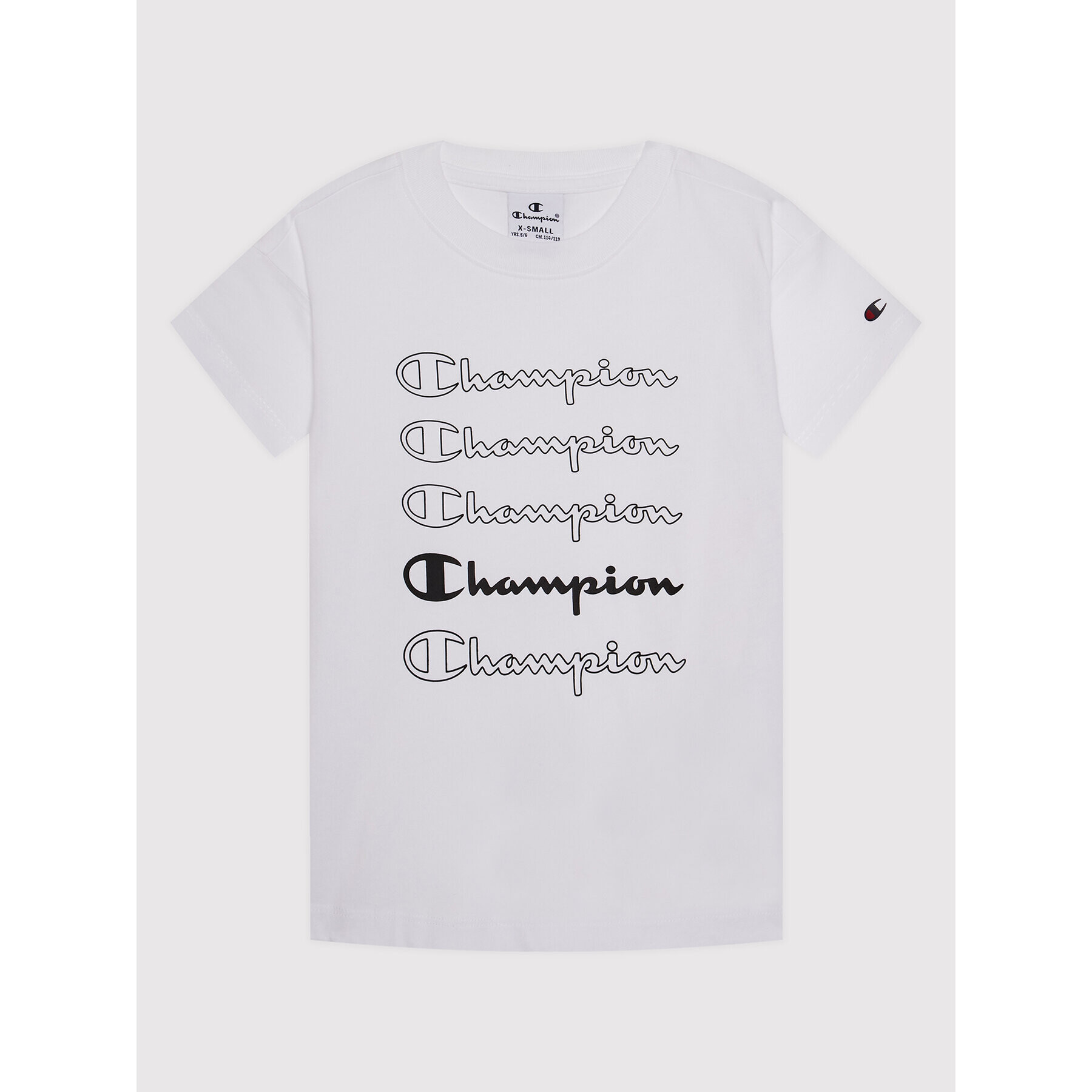 Champion Тишърт Repeat Script Logo 404313 Бял Custom Fit - Pepit.bg