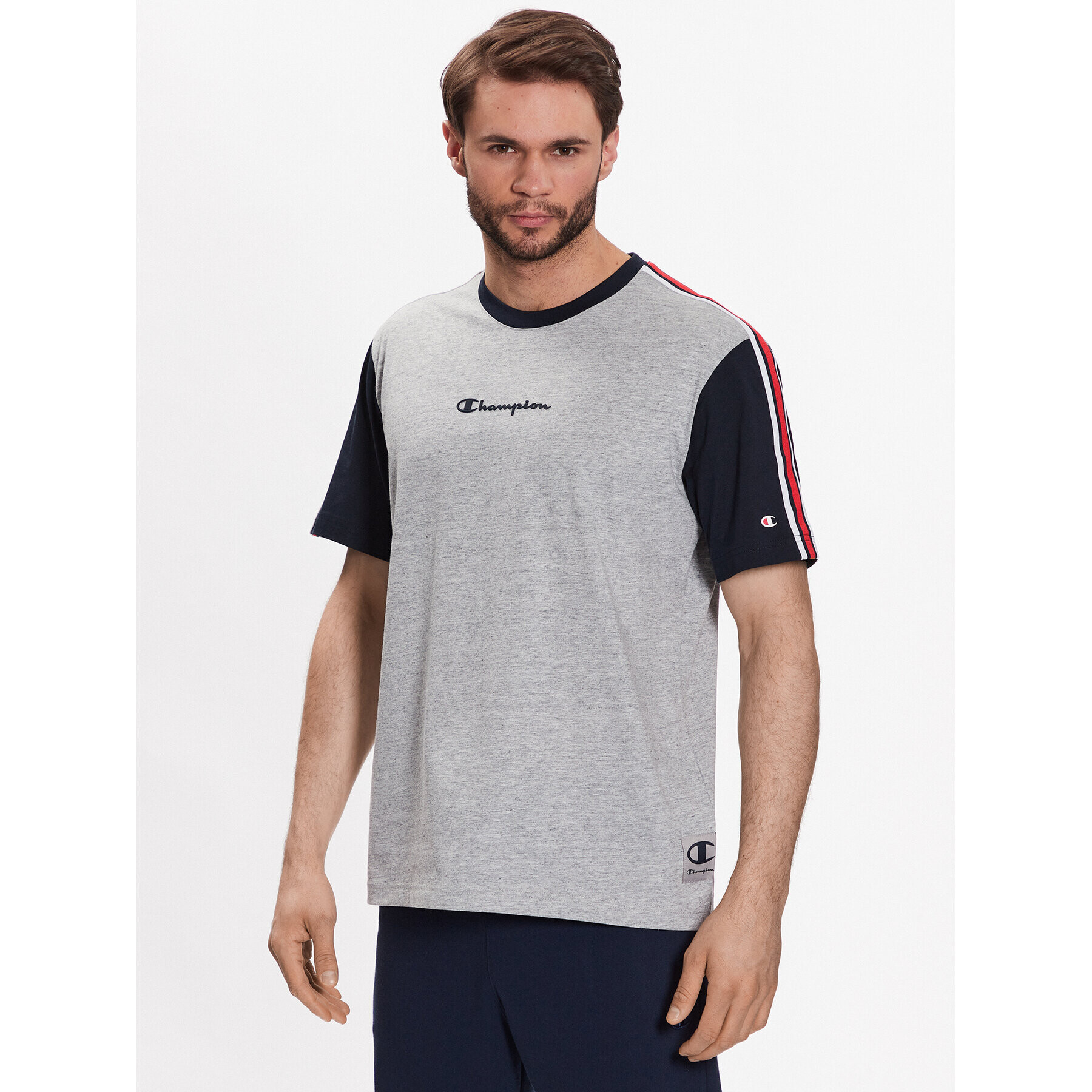 Champion Тишърт Retro Basketball 218768 Сив Regular Fit - Pepit.bg