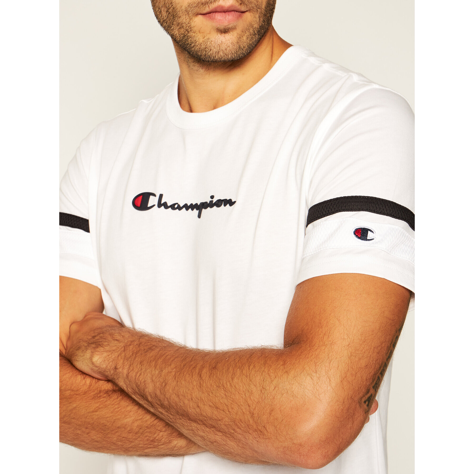 Champion Тишърт Scripe Detail Script Logo 214267 Бял Comfort Fit - Pepit.bg