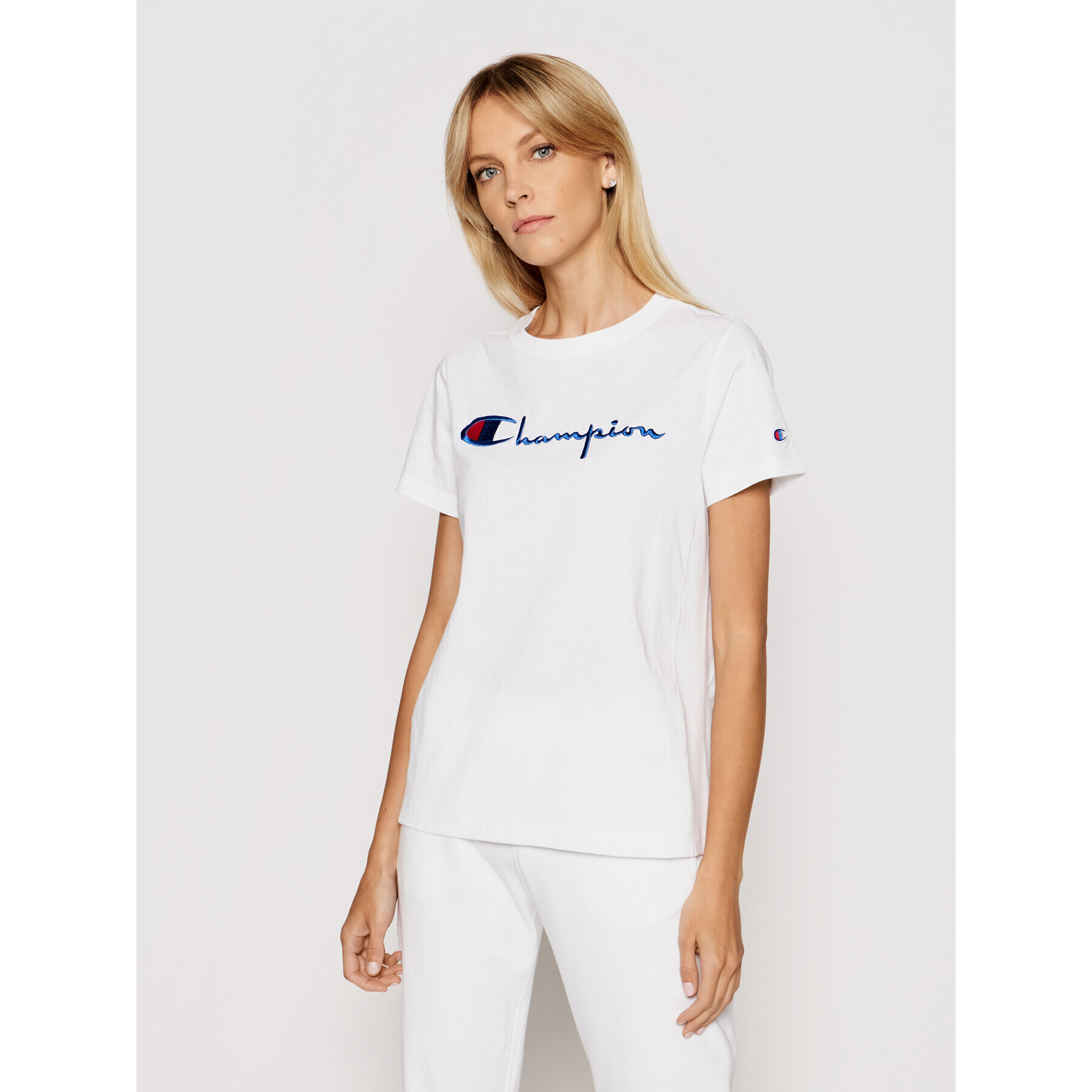 Champion Тишърт Script Logo 110992 Бял Heritage Fit - Pepit.bg