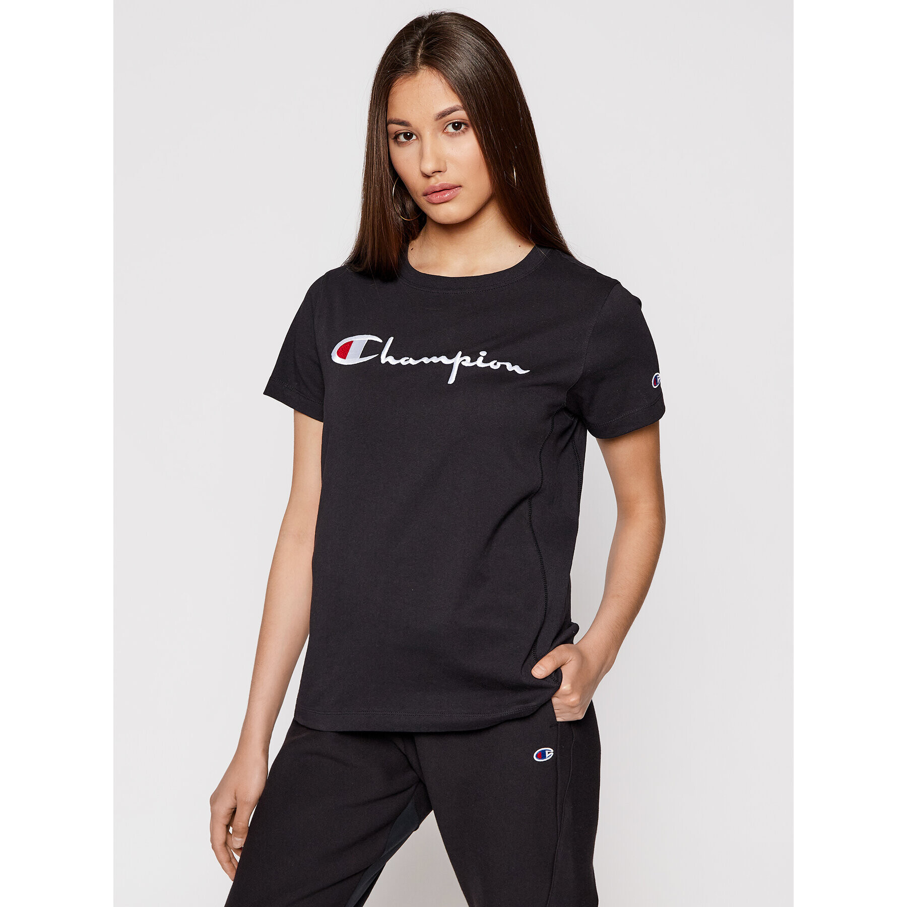 Champion Тишърт Script Logo 110992 Черен Heritage Fit - Pepit.bg