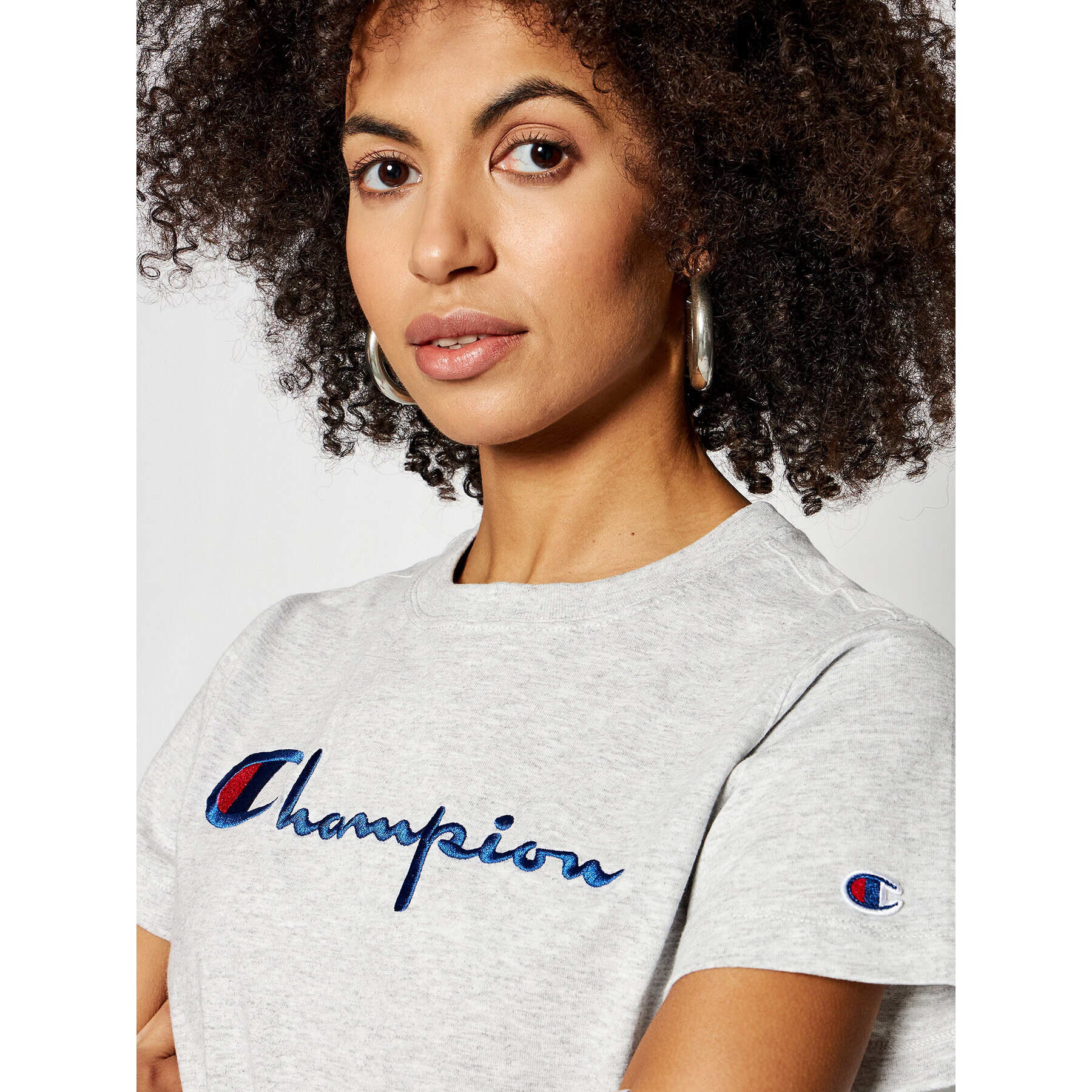 Champion Тишърт Script Logo 110992 Сив Heritage Fit - Pepit.bg