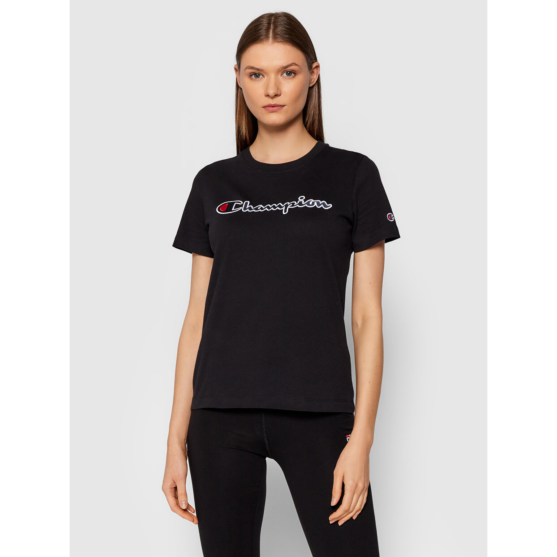 Champion Тишърт Script Logo 114472 Черен Regular Fit - Pepit.bg