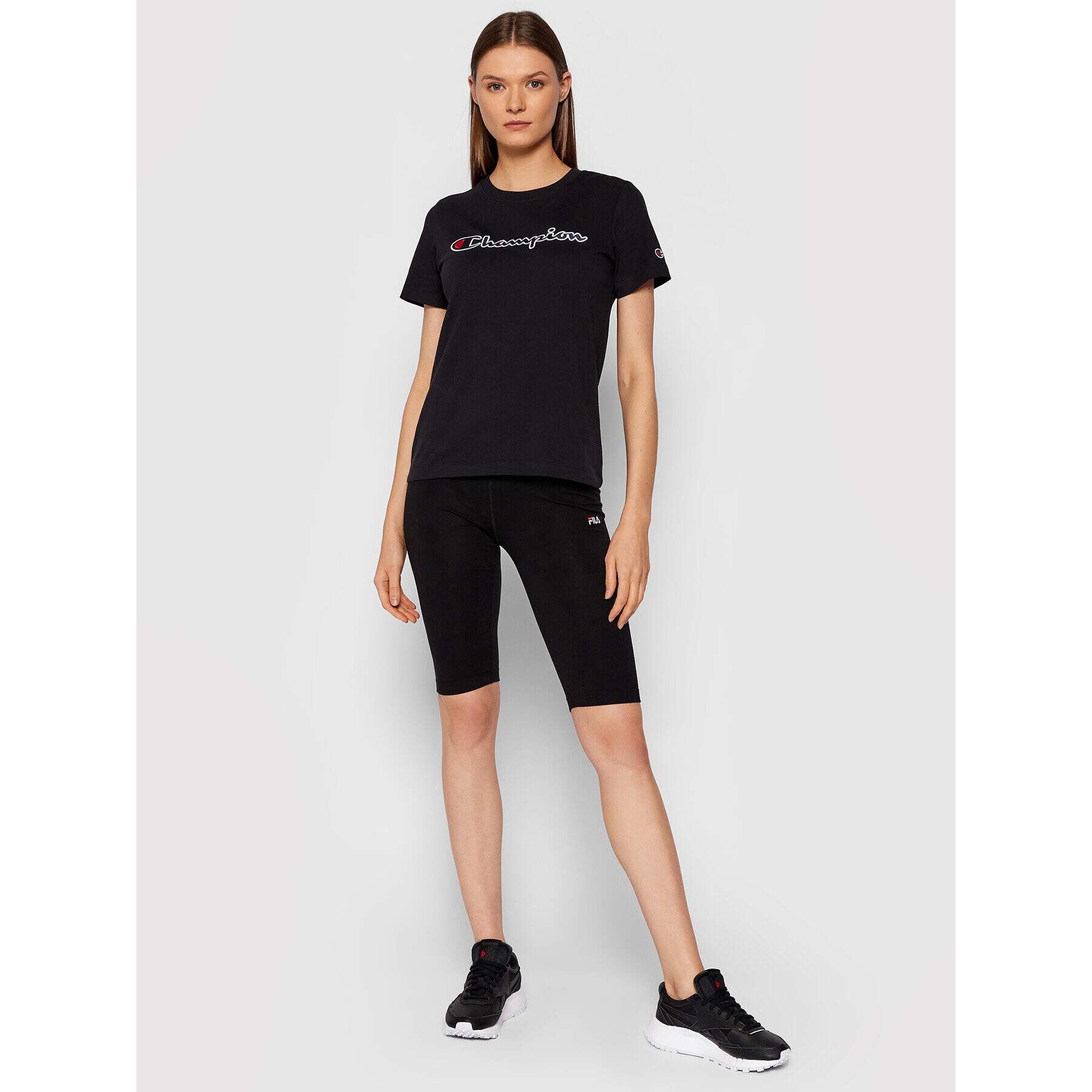 Champion Тишърт Script Logo 114472 Черен Regular Fit - Pepit.bg