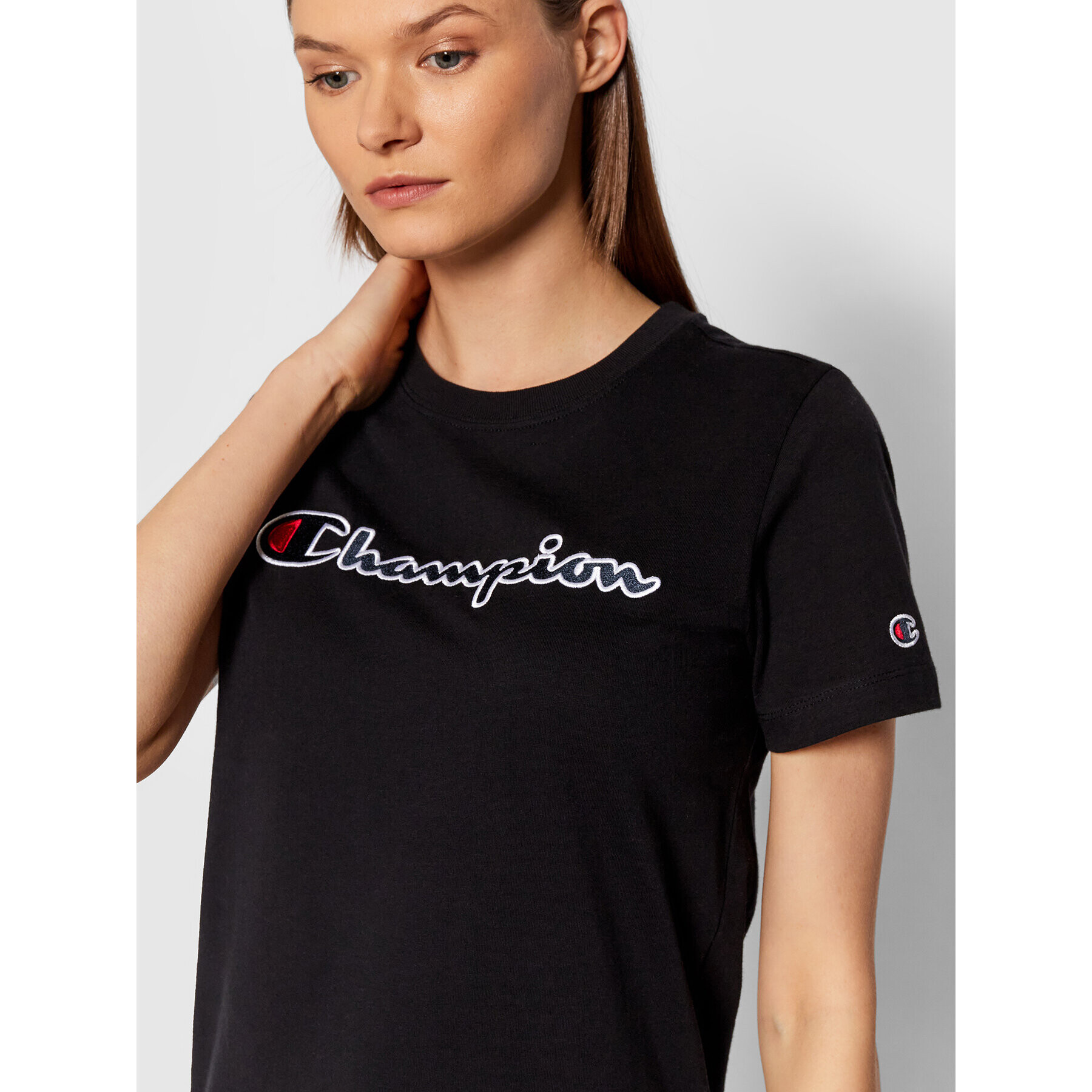 Champion Тишърт Script Logo 114472 Черен Regular Fit - Pepit.bg