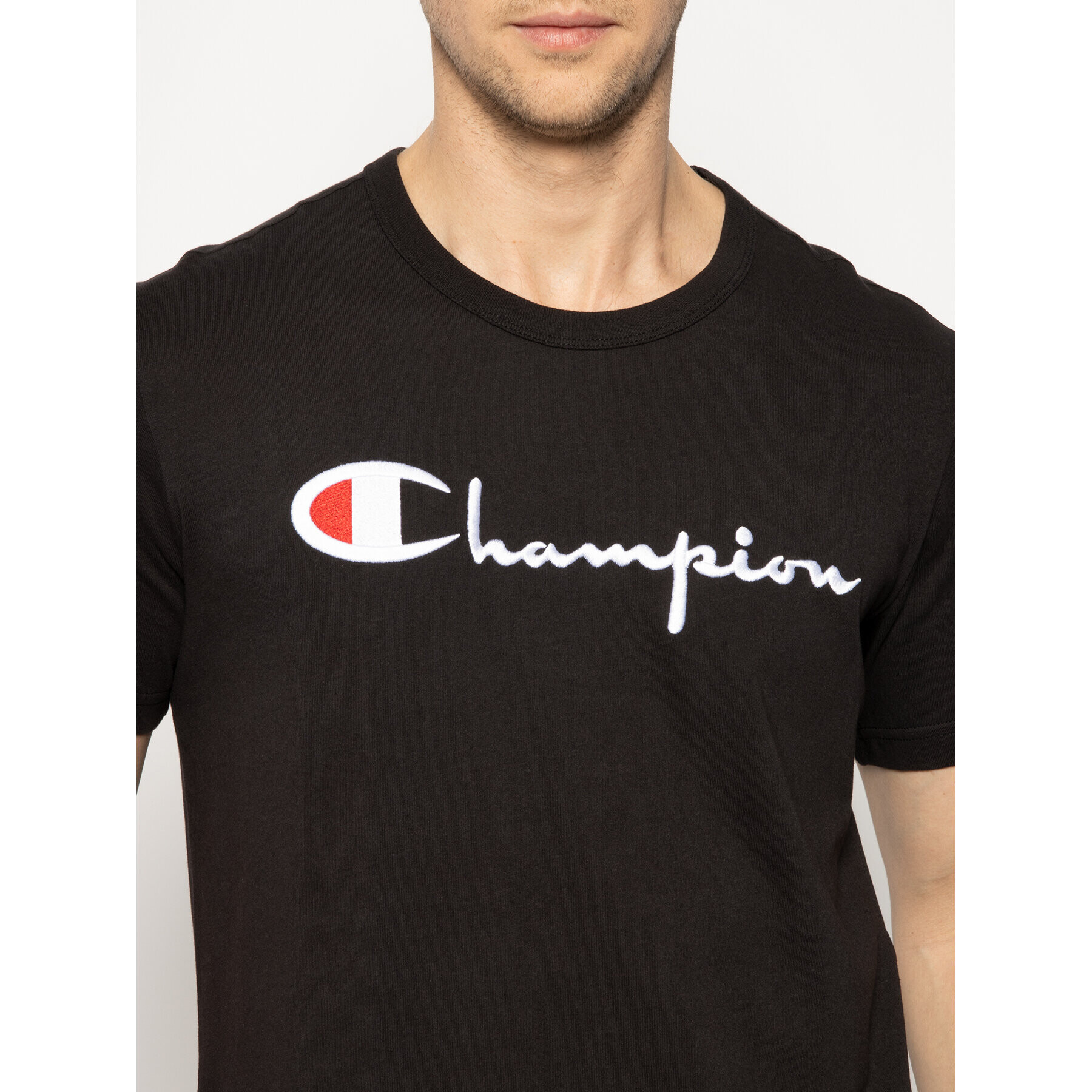 Champion Тишърт Script Logo 210972 Черен Regular Fit - Pepit.bg