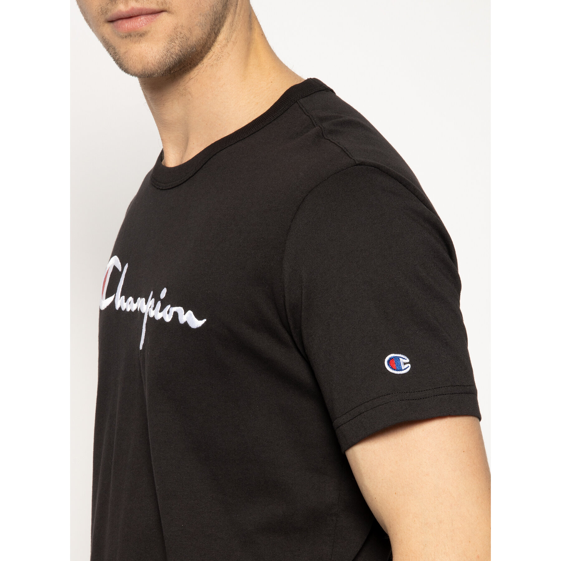 Champion Тишърт Script Logo 210972 Черен Regular Fit - Pepit.bg