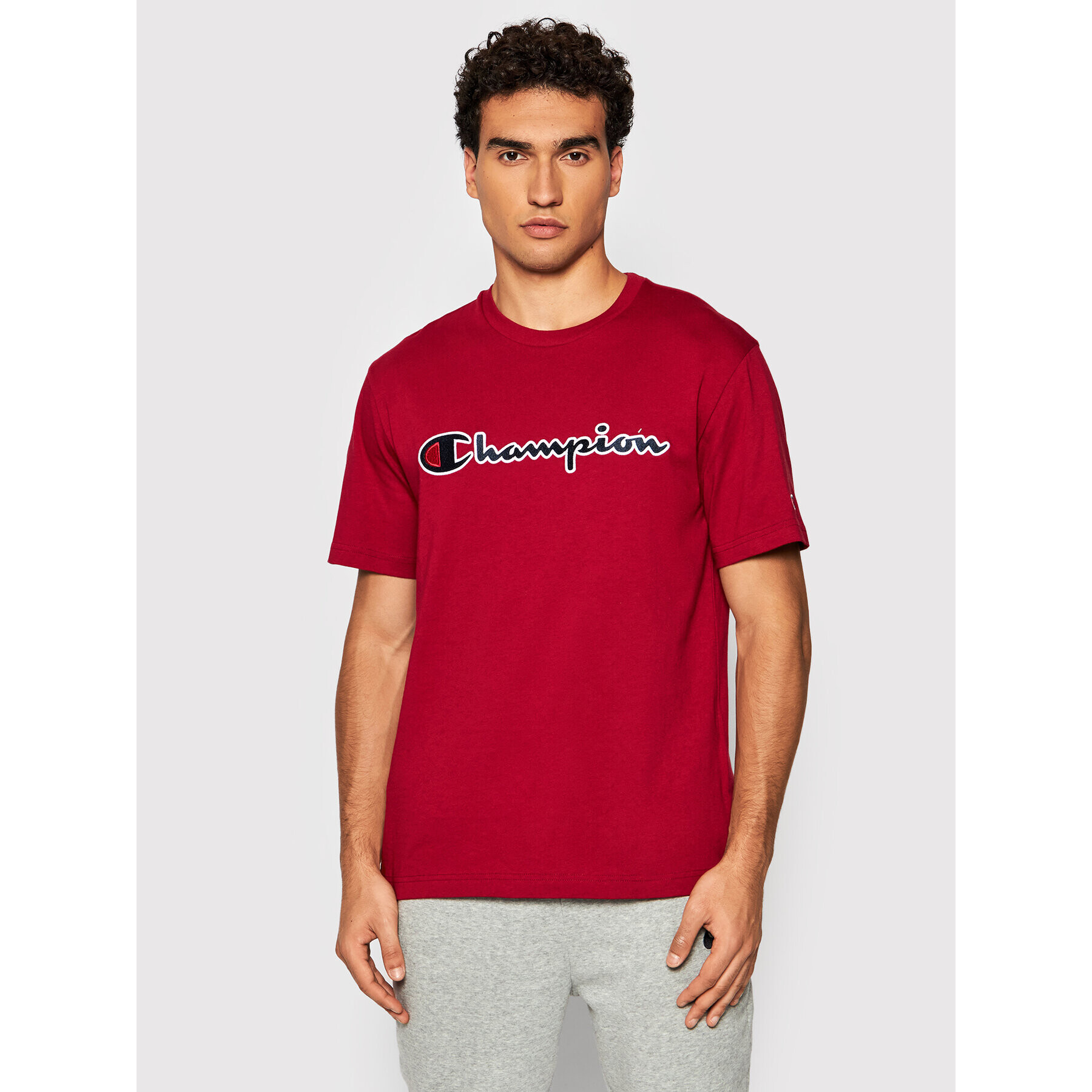 Champion Тишърт Script Logo 216473 Червен Comfort Fit - Pepit.bg