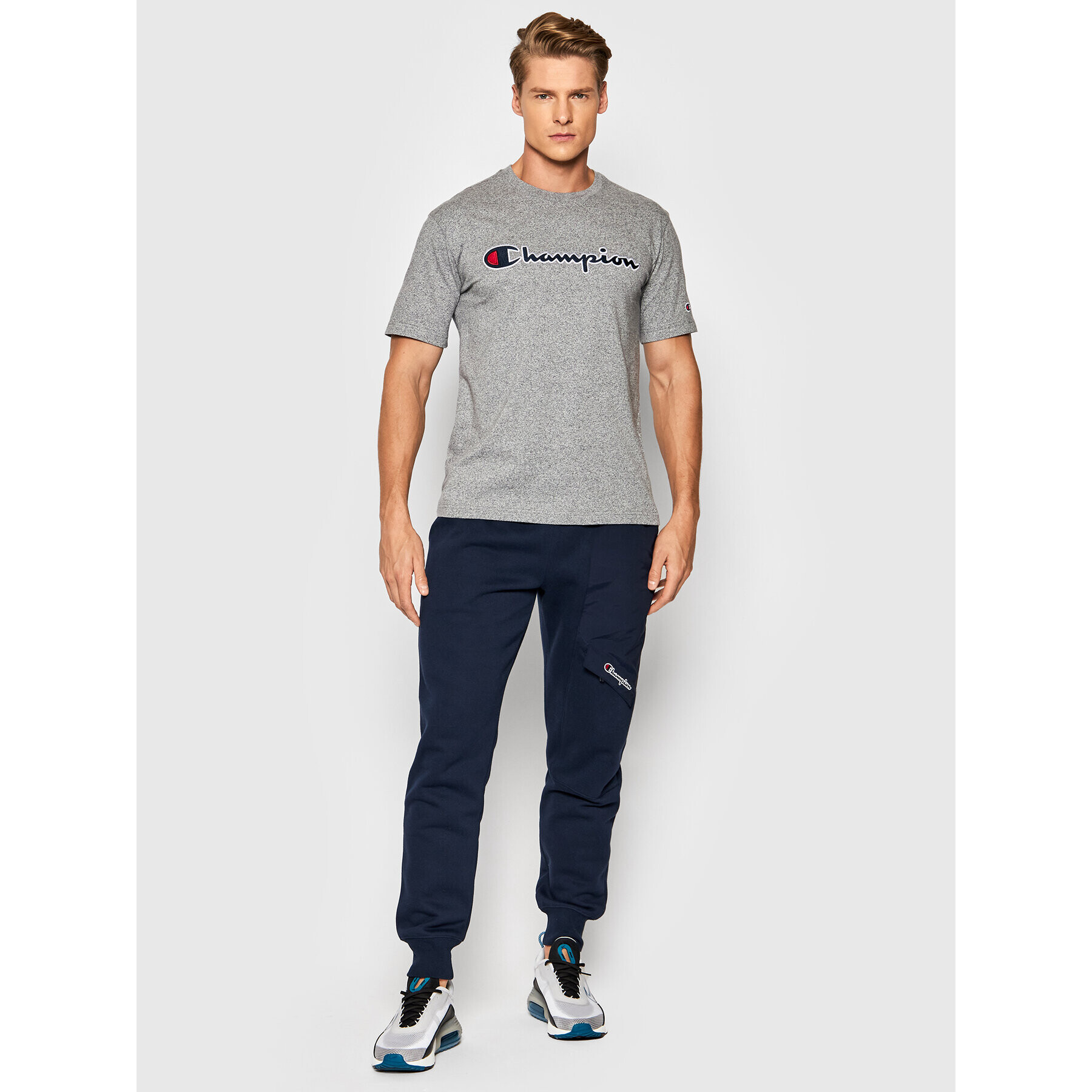 Champion Тишърт Script Logo 216473 Сив Comfort Fit - Pepit.bg