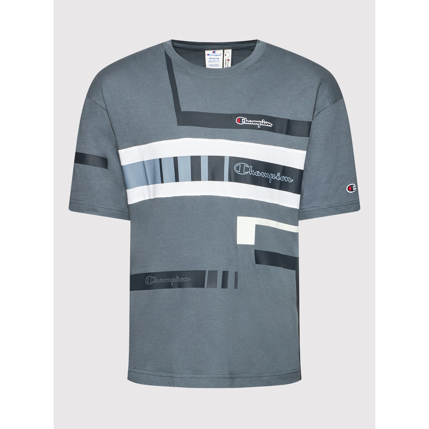 Champion Тишърт Script Logo 216487 Сив Custom Fit - Pepit.bg