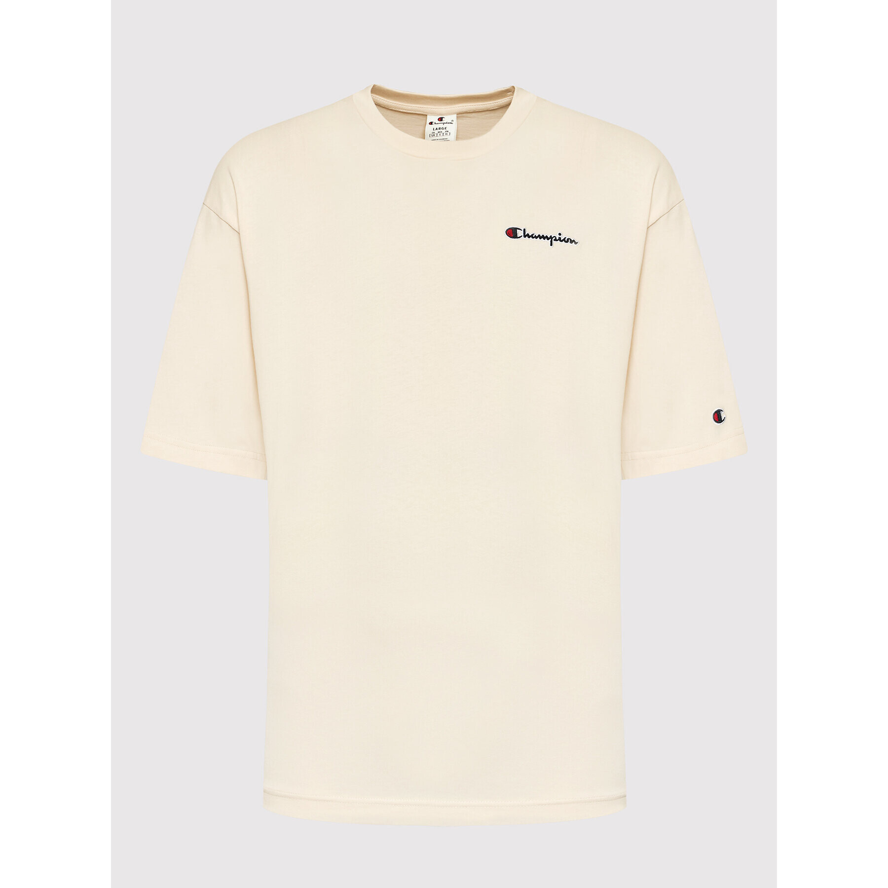 Champion Тишърт Script Logo 217071 Бежов Regular Fit - Pepit.bg