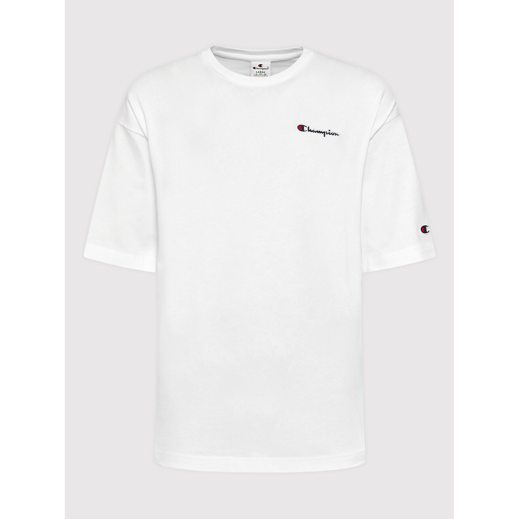 Champion Тишърт Script Logo 217071 Бял Comfort Fit - Pepit.bg