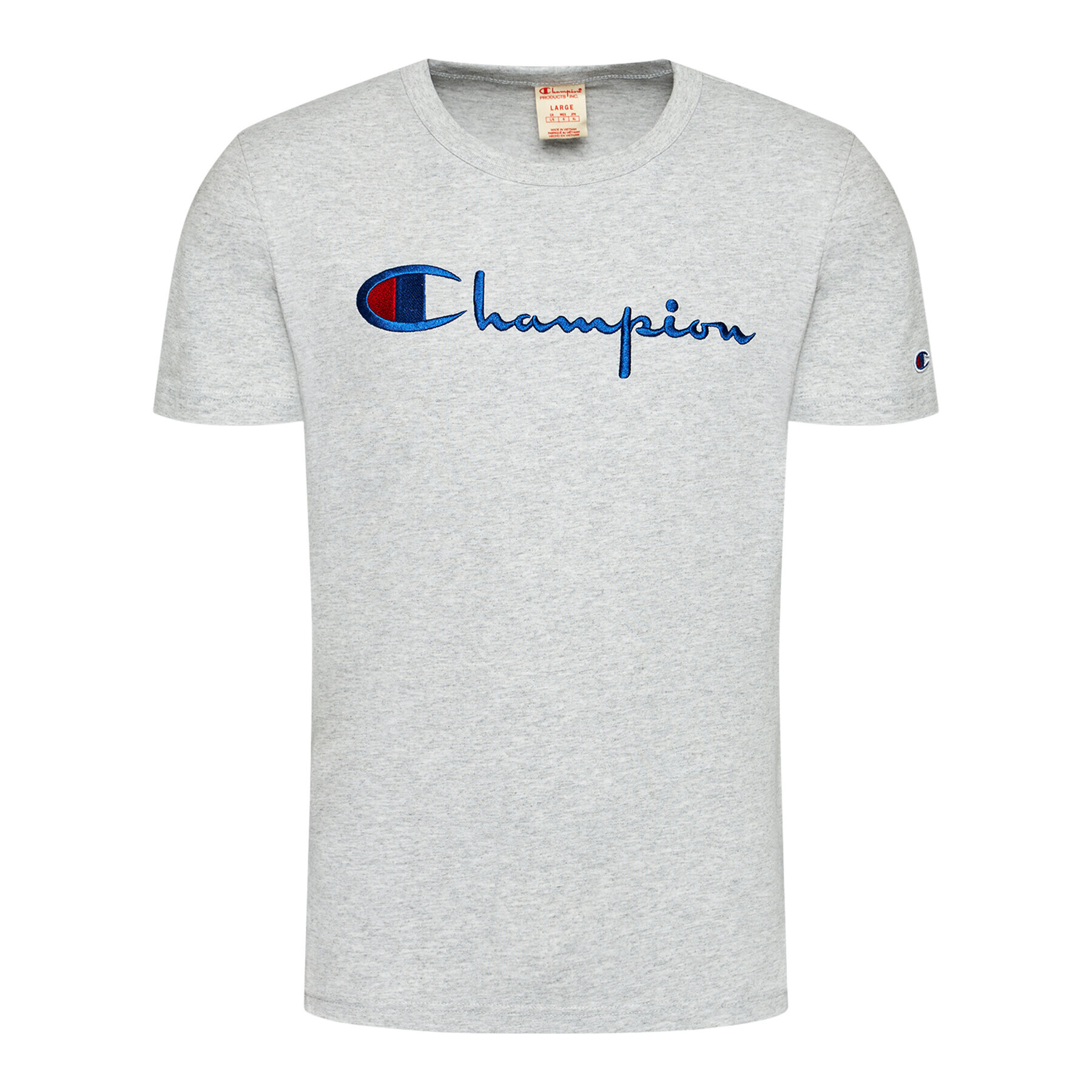 Champion Тишърт Script Logo Crew 210972 Сив Regular Fit - Pepit.bg