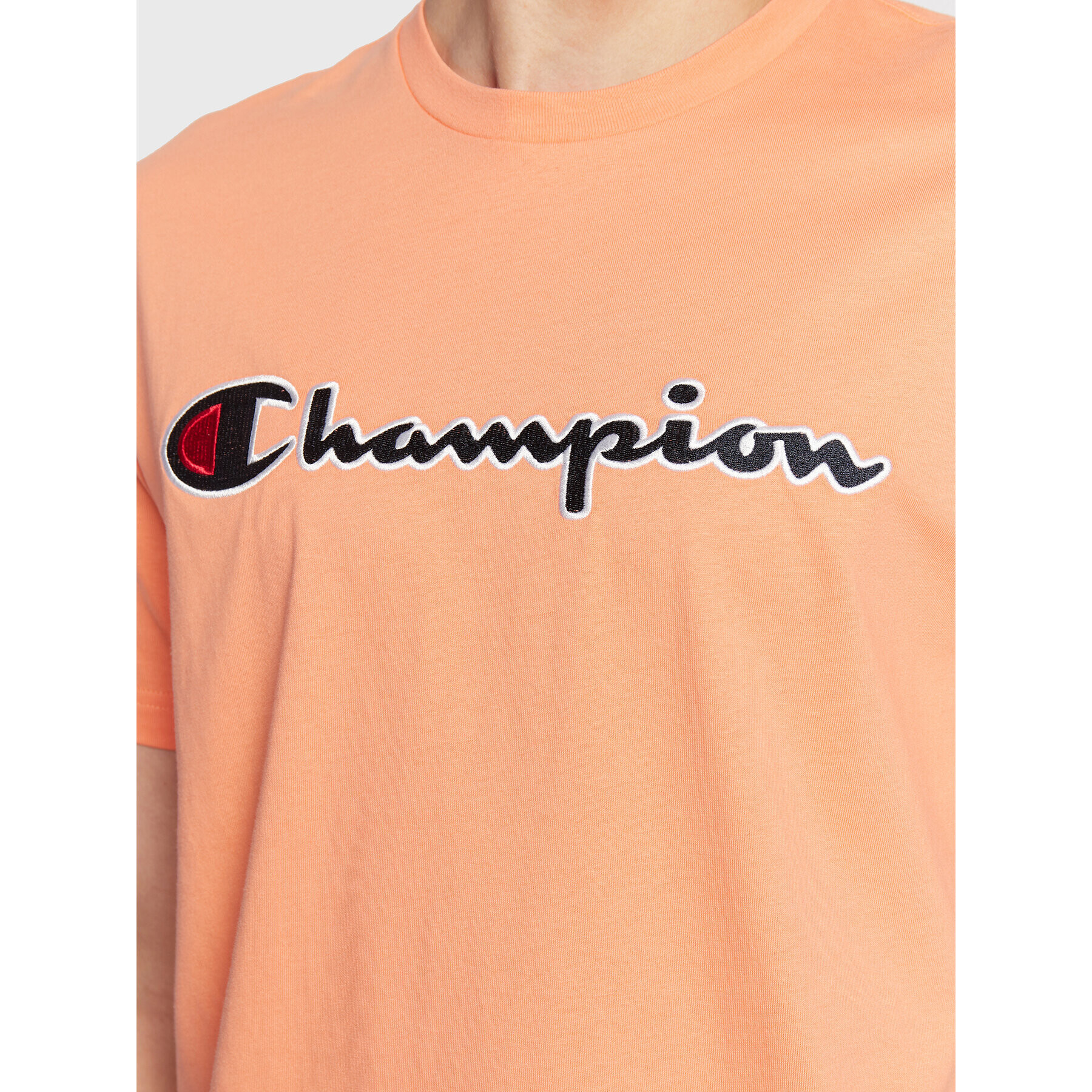 Champion Тишърт Script Logo Embroidery 218007 Оранжев Regular Fit - Pepit.bg