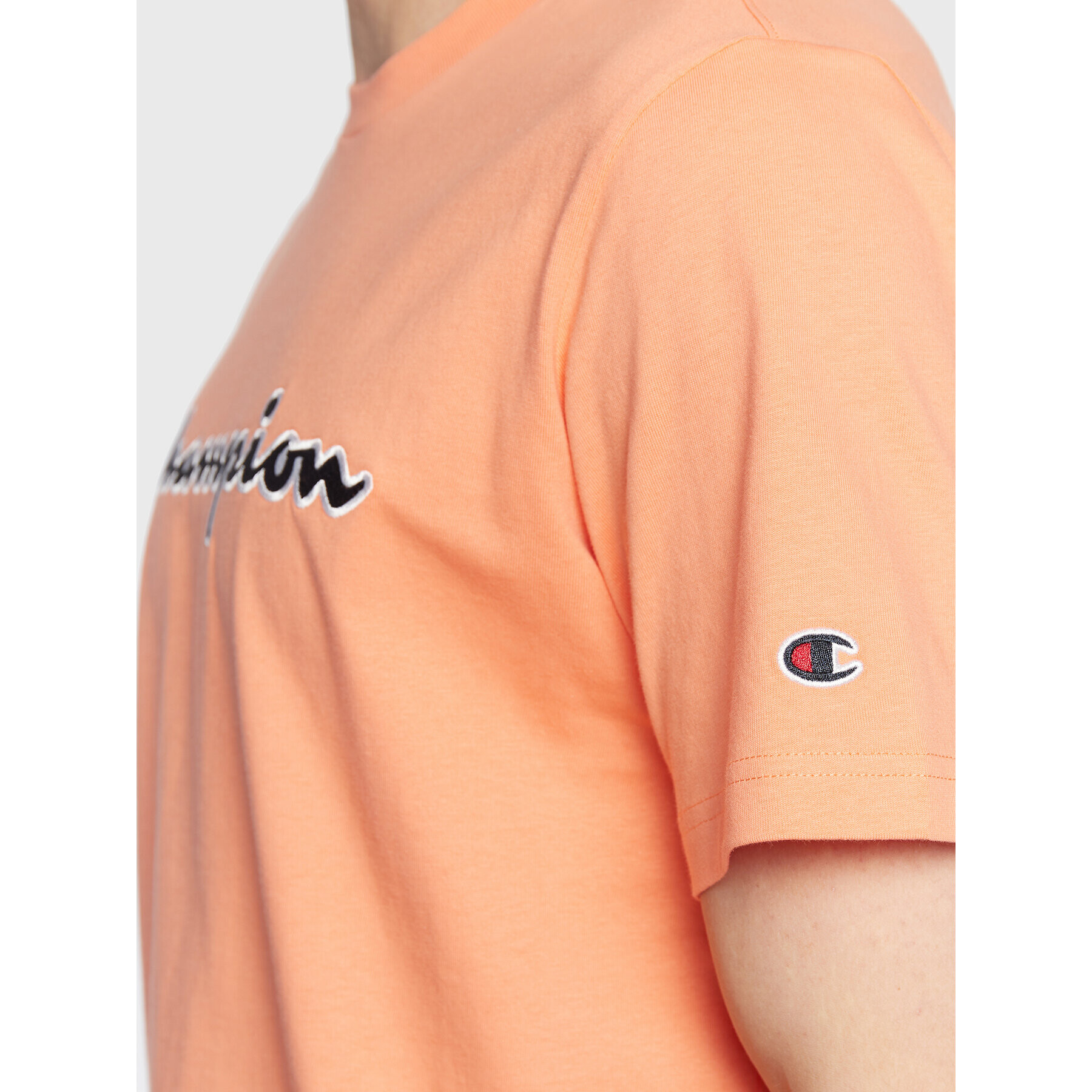Champion Тишърт Script Logo Embroidery 218007 Оранжев Regular Fit - Pepit.bg