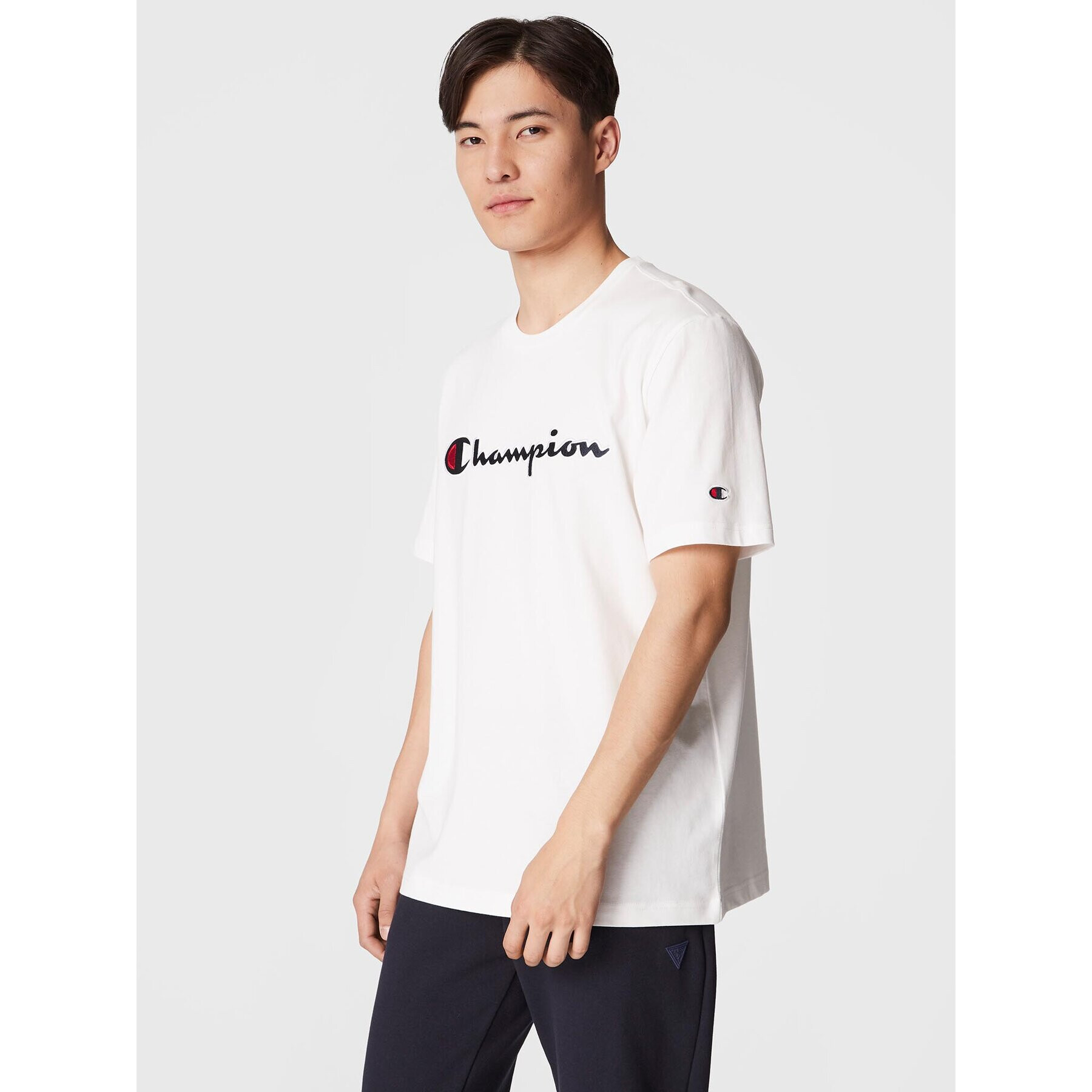Champion Тишърт Script Logo Emroidery 218007 Бял Regular Fit - Pepit.bg