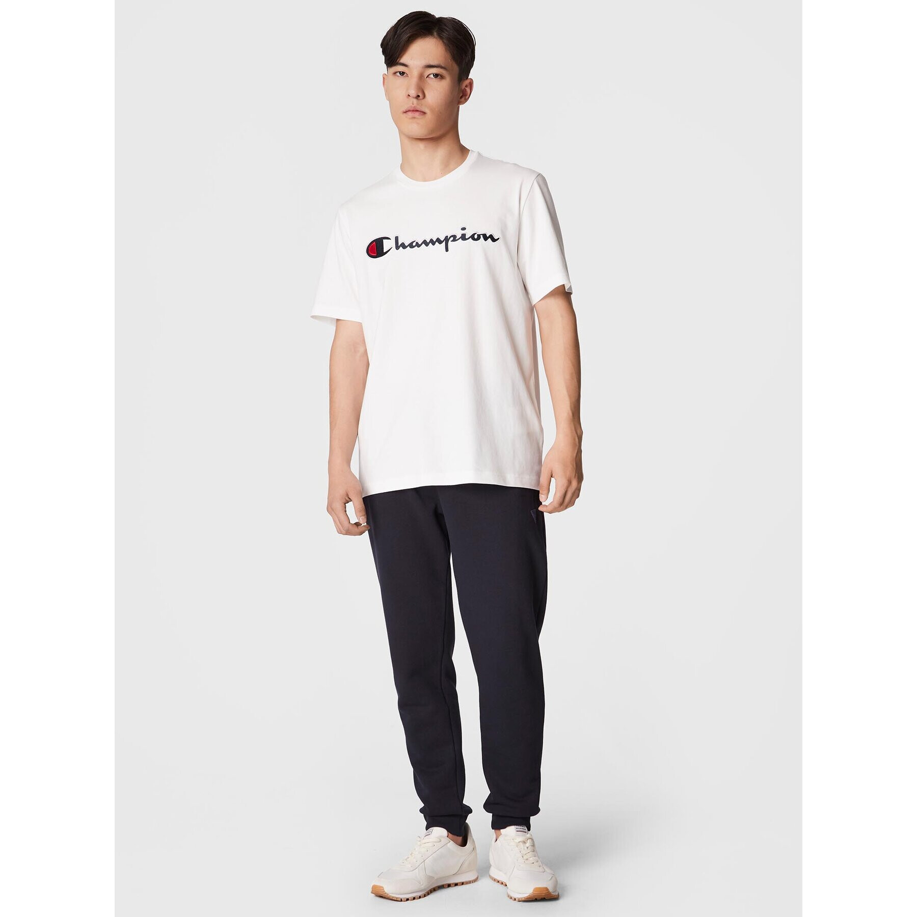 Champion Тишърт Script Logo Emroidery 218007 Бял Regular Fit - Pepit.bg