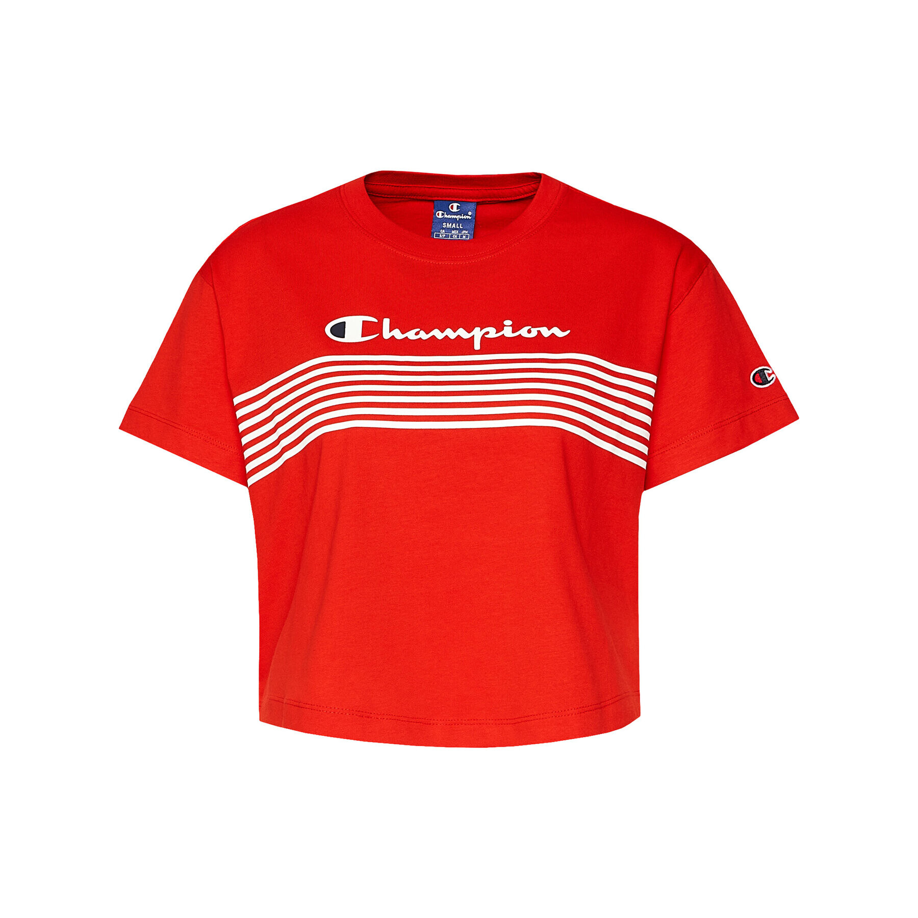 Champion Тишърт Script Logo Stripe 113098 Червен Custom Fit - Pepit.bg