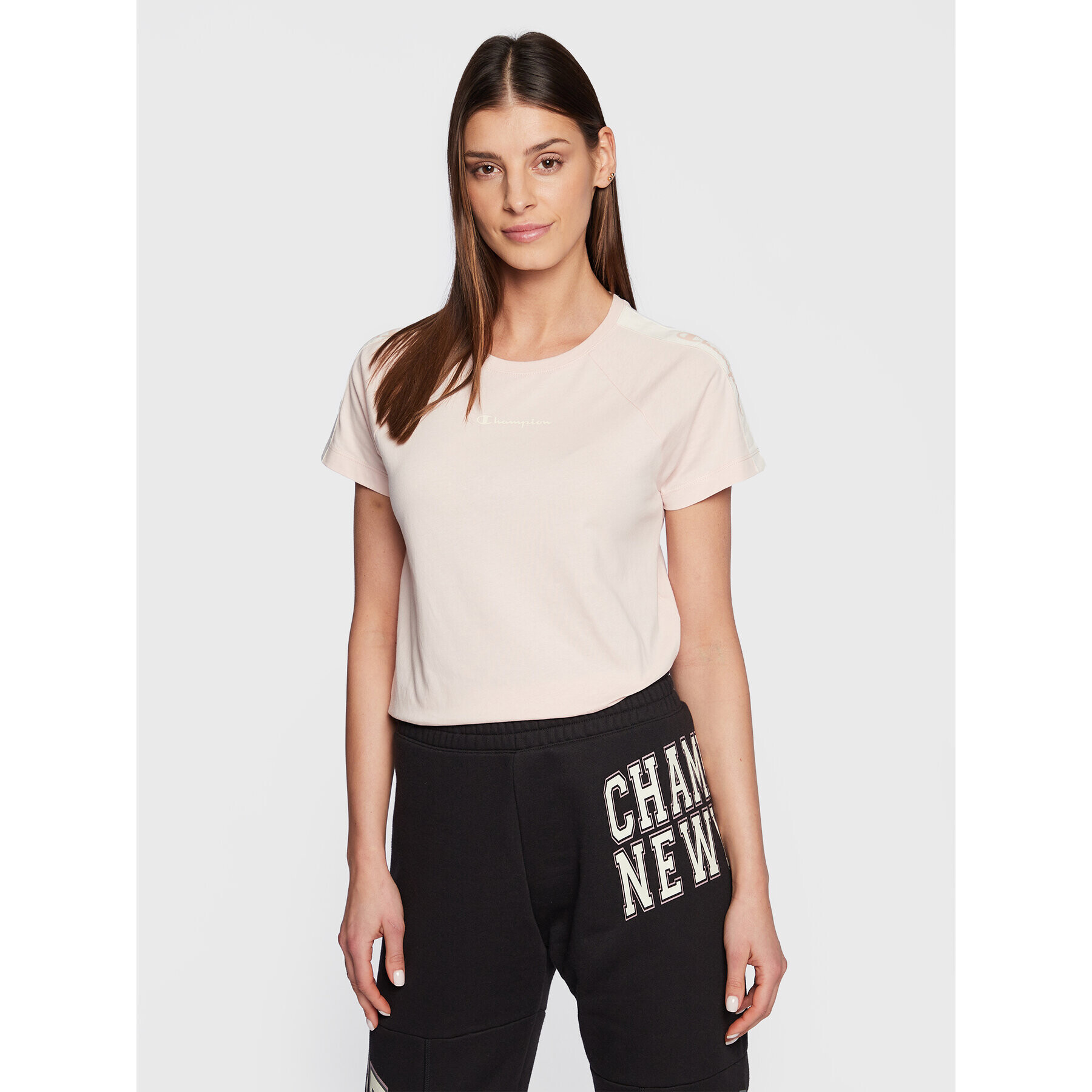 Champion Тишърт Side Tape 115578 Розов Regular Fit - Pepit.bg
