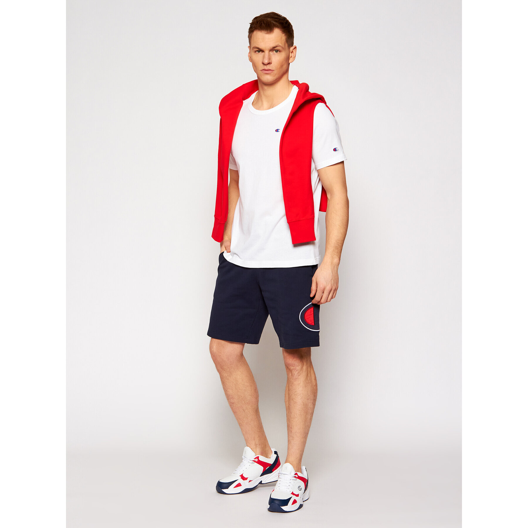 Champion Тишърт Small C Logo 214674 Бял Custom Fit - Pepit.bg