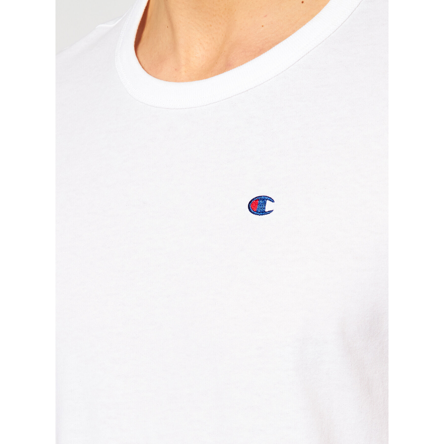 Champion Тишърт Small C Logo 214674 Бял Custom Fit - Pepit.bg