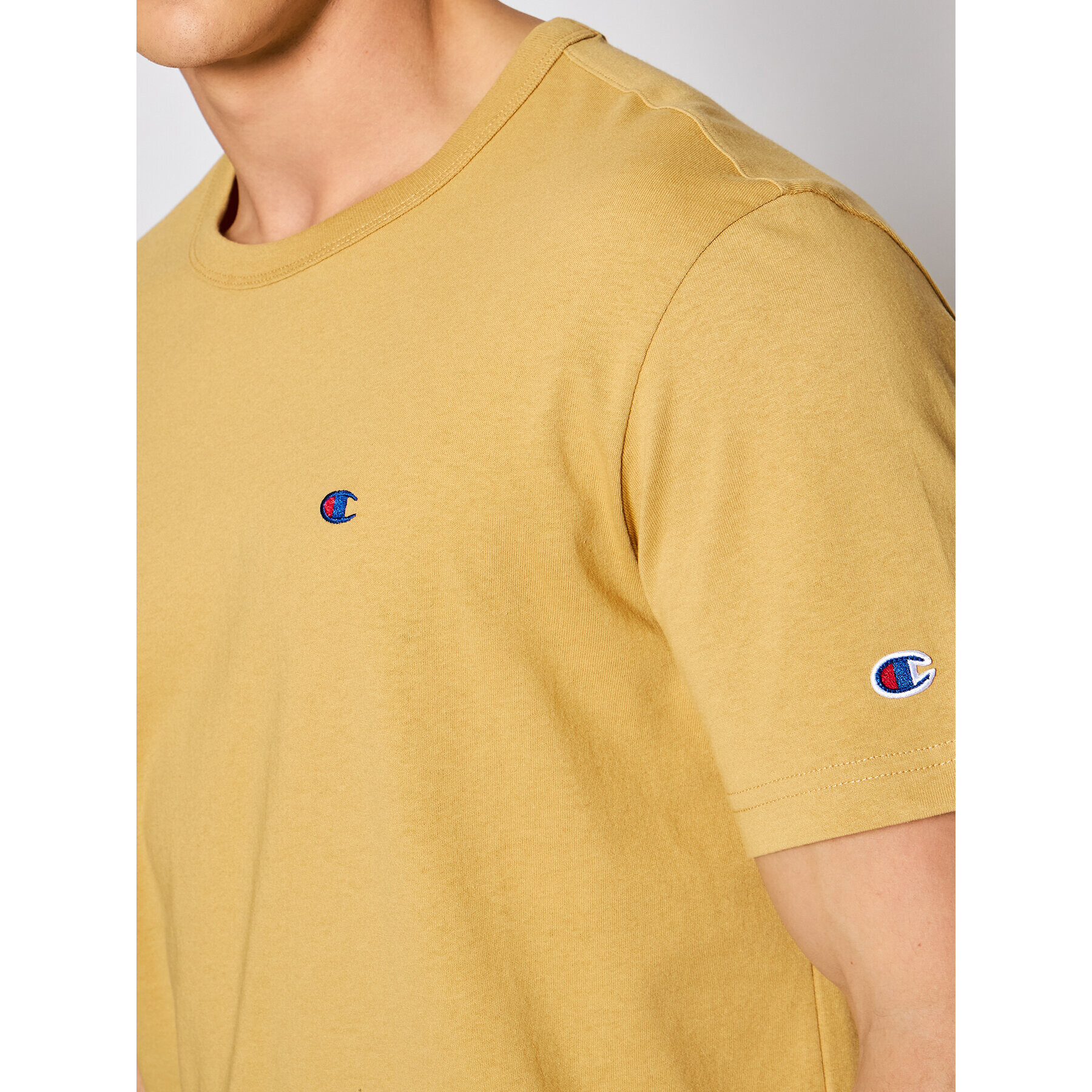 Champion Тишърт Small C Logo 214674 Кафяв Regular Fit - Pepit.bg